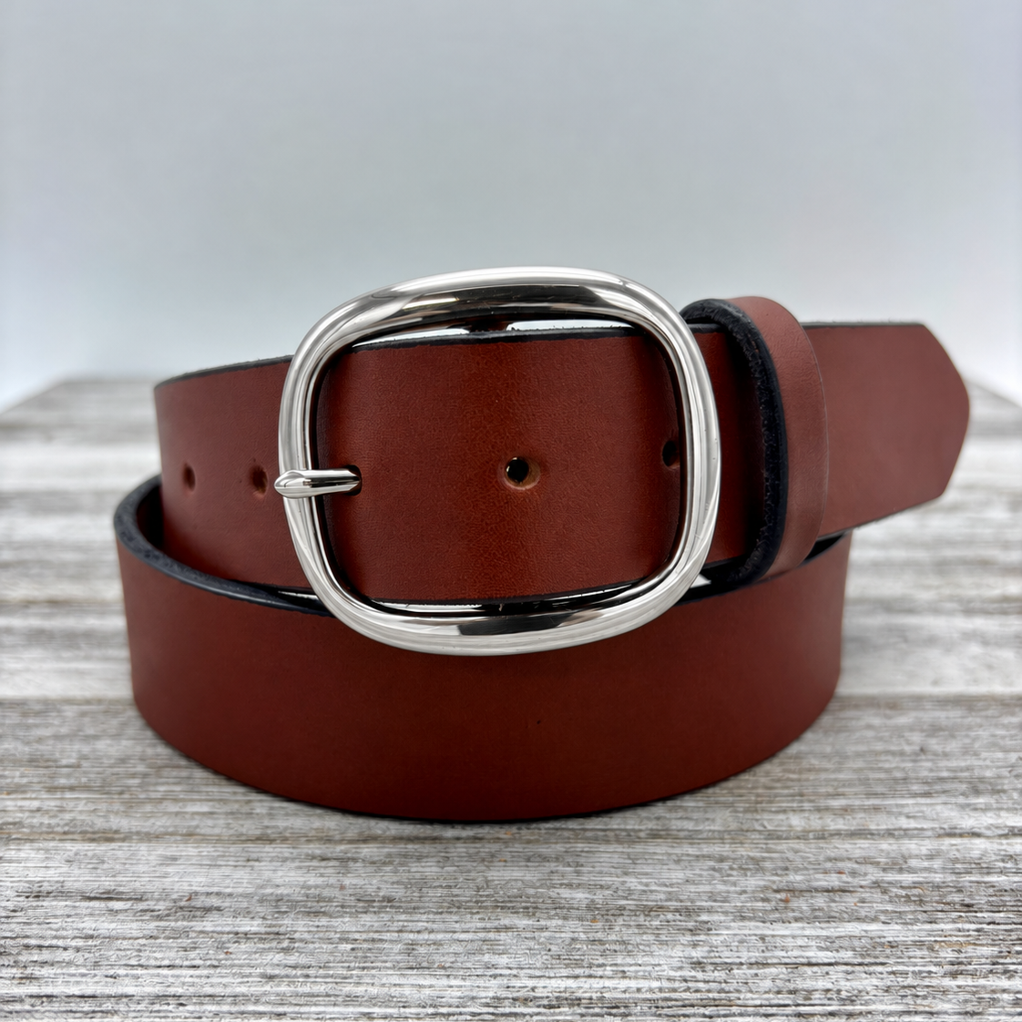 American Bridle Leather Belt – Brown – 1-1/2" – Silver Buckle | Handmade in USA
