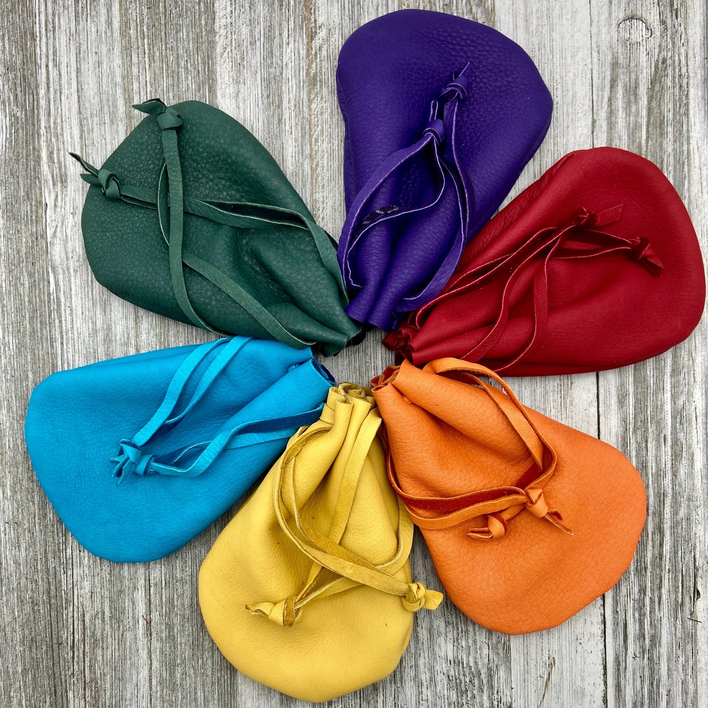 Medium Colorful Deer Skin Drawstring Pouch (6.5" x 5")
