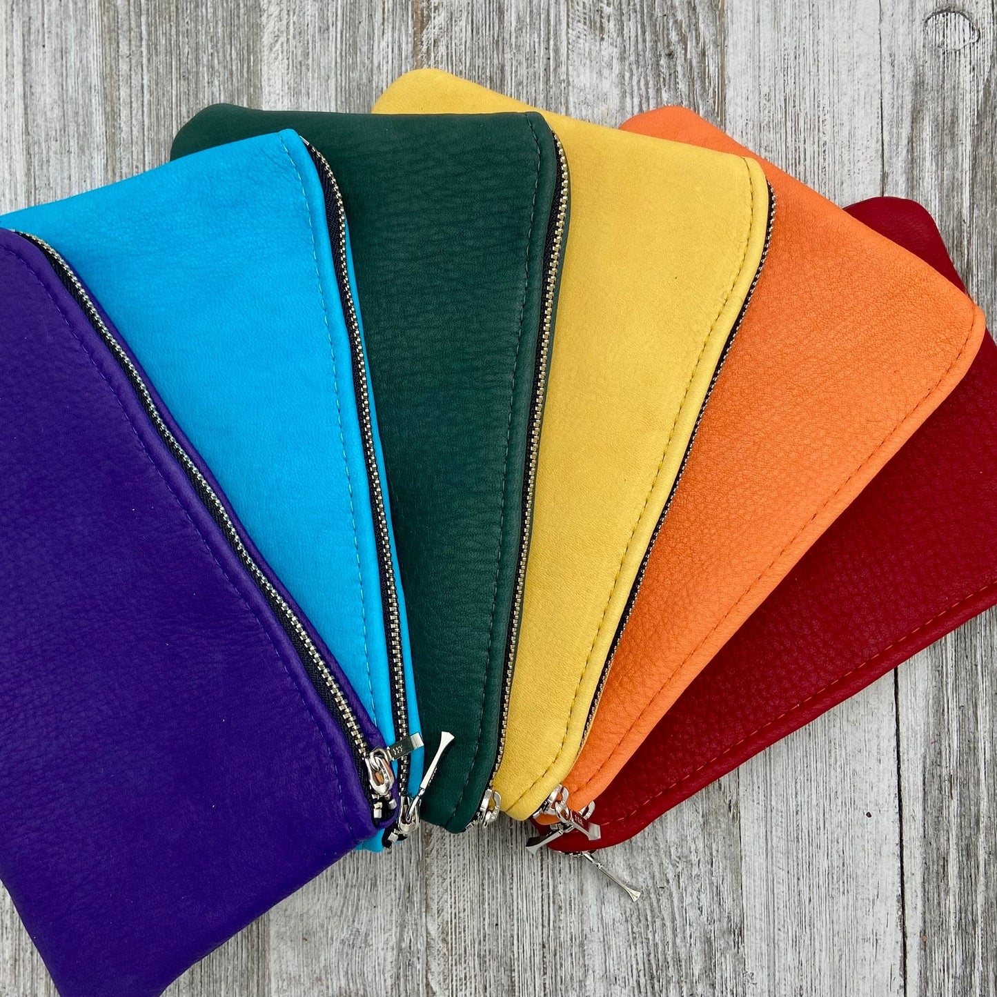 XL Colorful Deerskin Pouch – 8" Zipper
