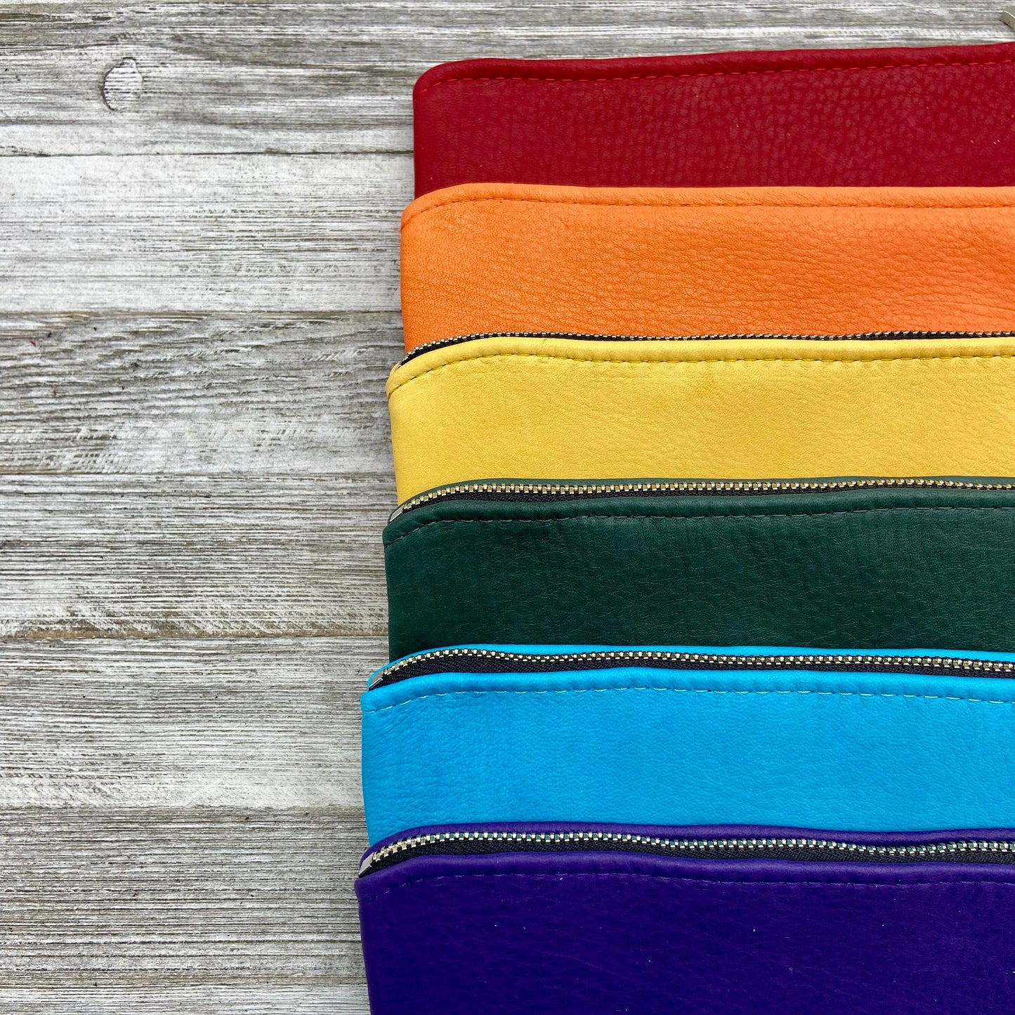 Large Colorful Deer Skin Double Zipper Pouch (8" inch)