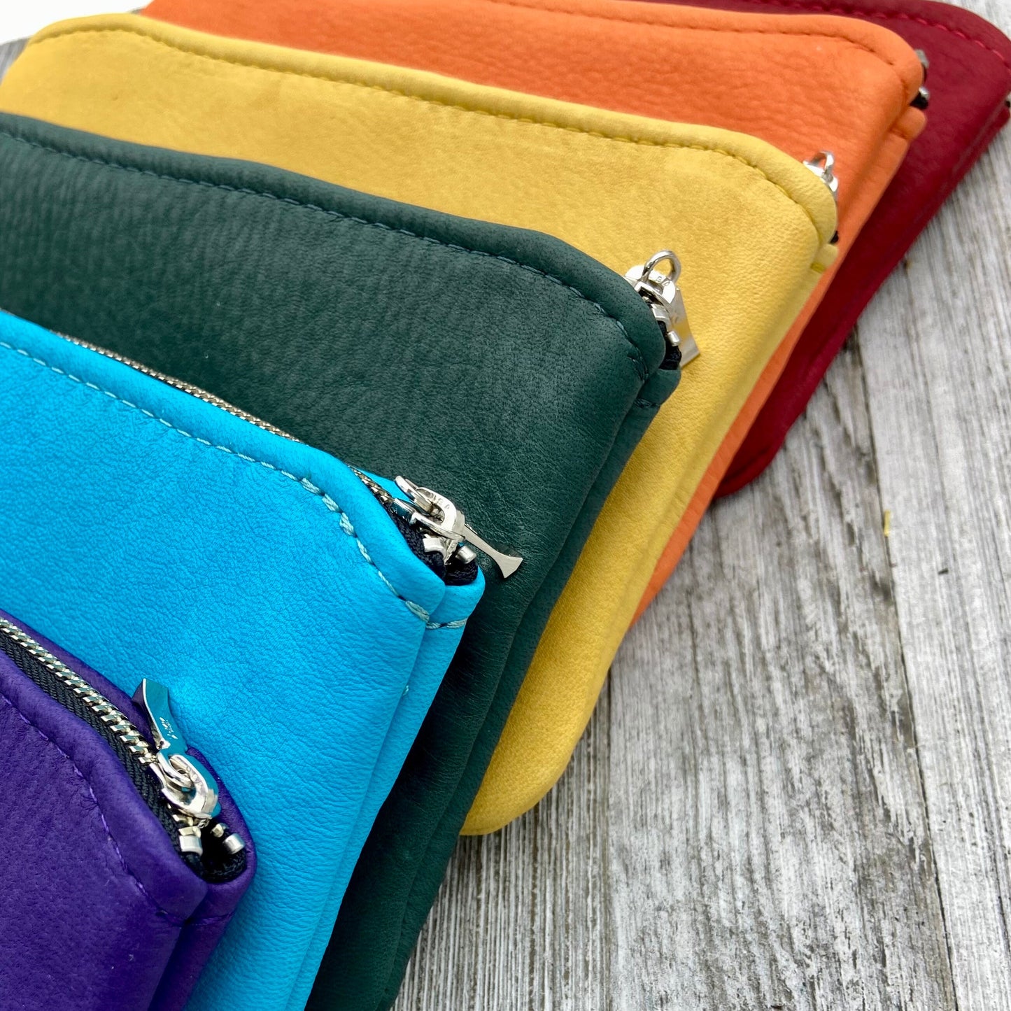 XL Colorful Deerskin Pouch – 8" Zipper