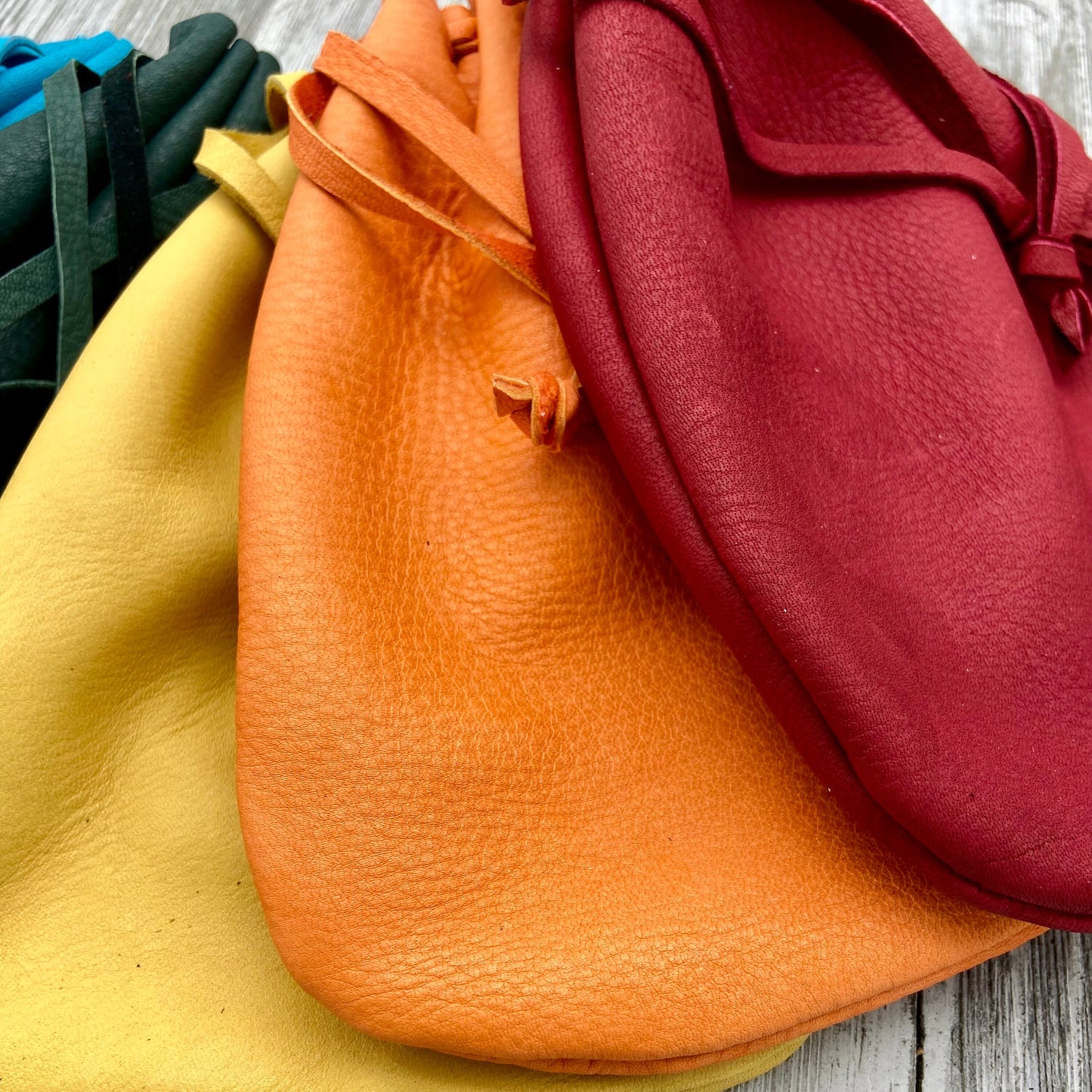 Medium Colorful Deer Skin Drawstring Pouch (6.5" x 5")
