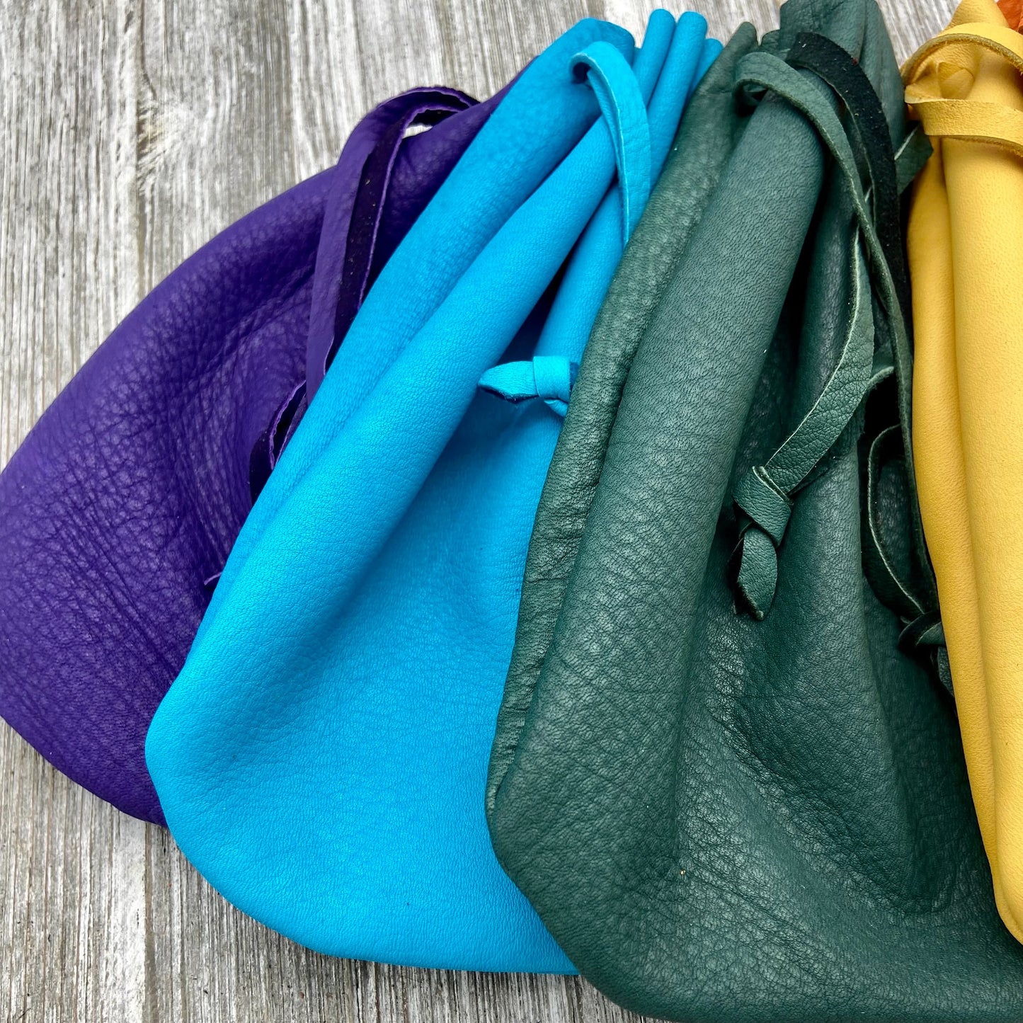 Large Colorful Deer Skin Drawstring Pouch (9" x 7.25")