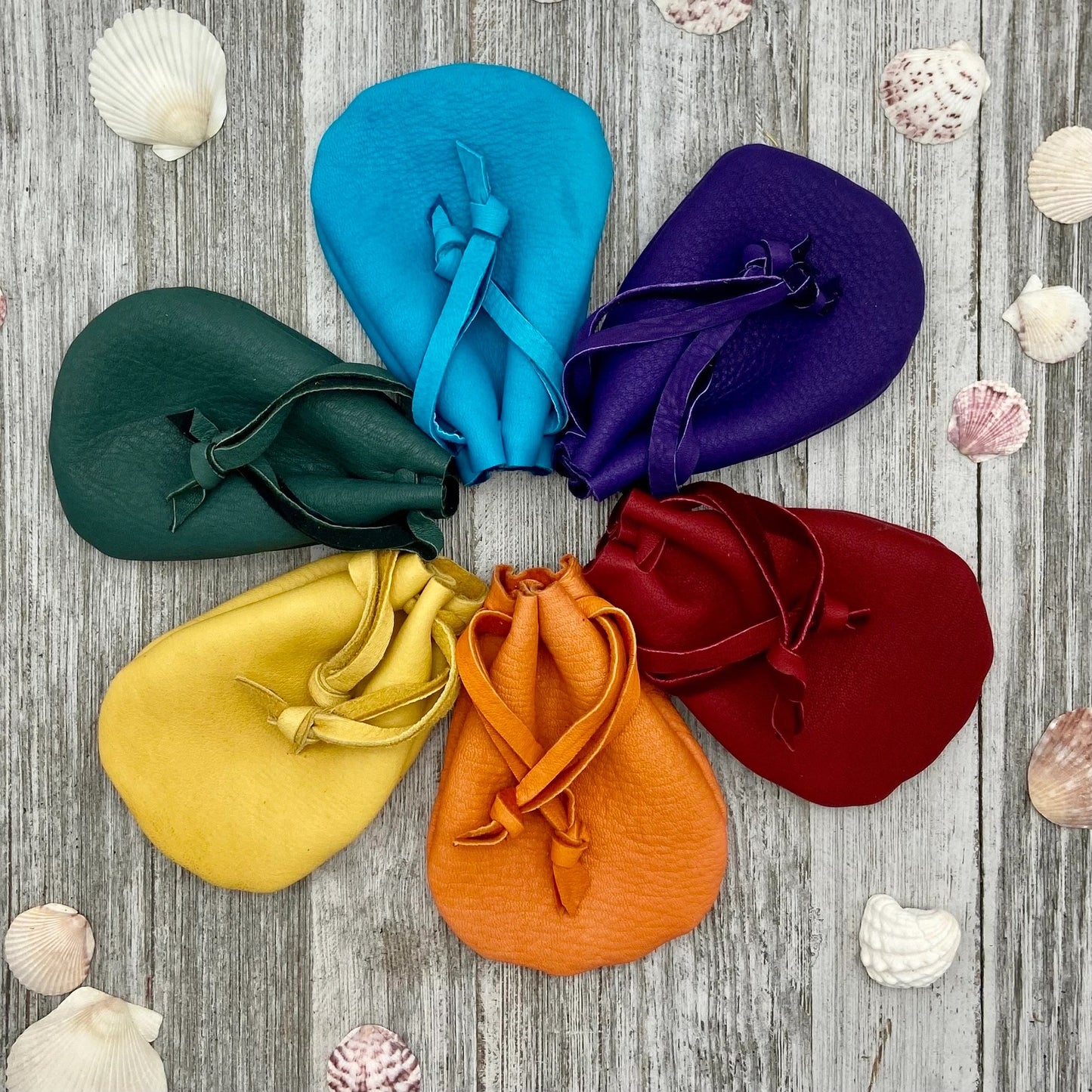 Small Colorful Deer Skin Drawstring Pouch (4.5" x 3.5")