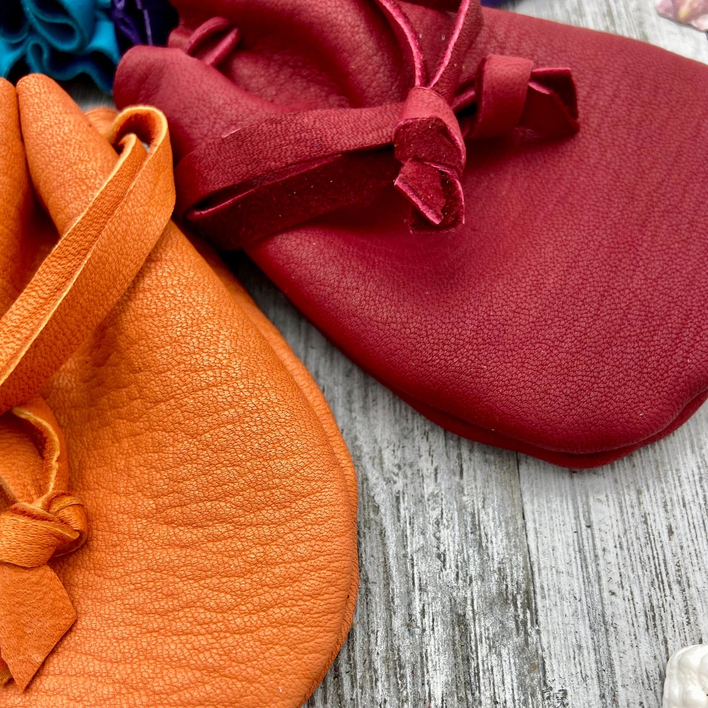 Small Colorful Deer Skin Drawstring Pouch (4.5" x 3.5")