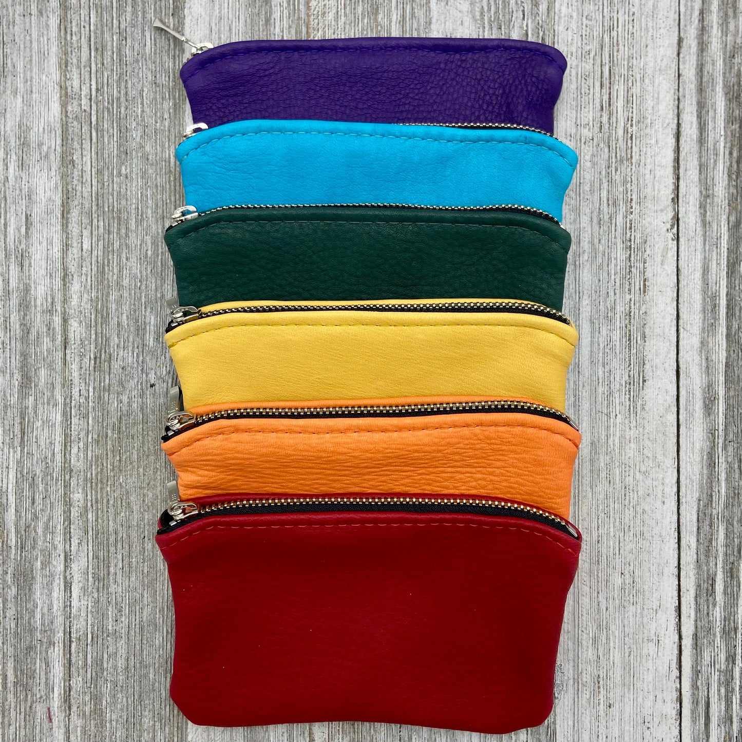 Large Colorful Deerskin Pouch – 6" Zipper