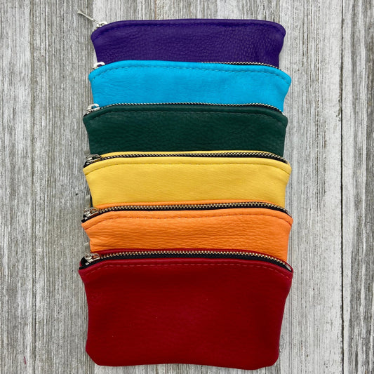 Large Colorful Deerskin Pouch – 6" Zipper