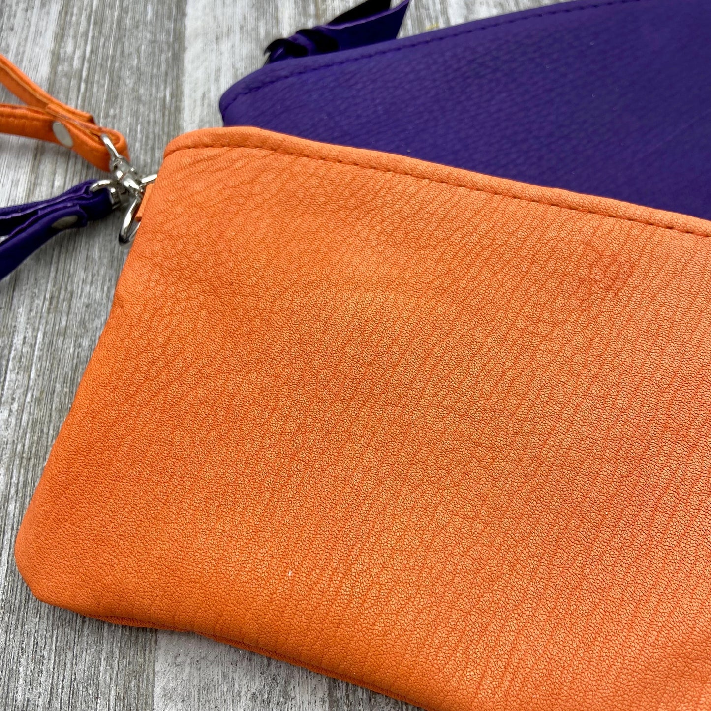 XL Colorful Deerskin Pouch with Wristlet – 8" Zipper
