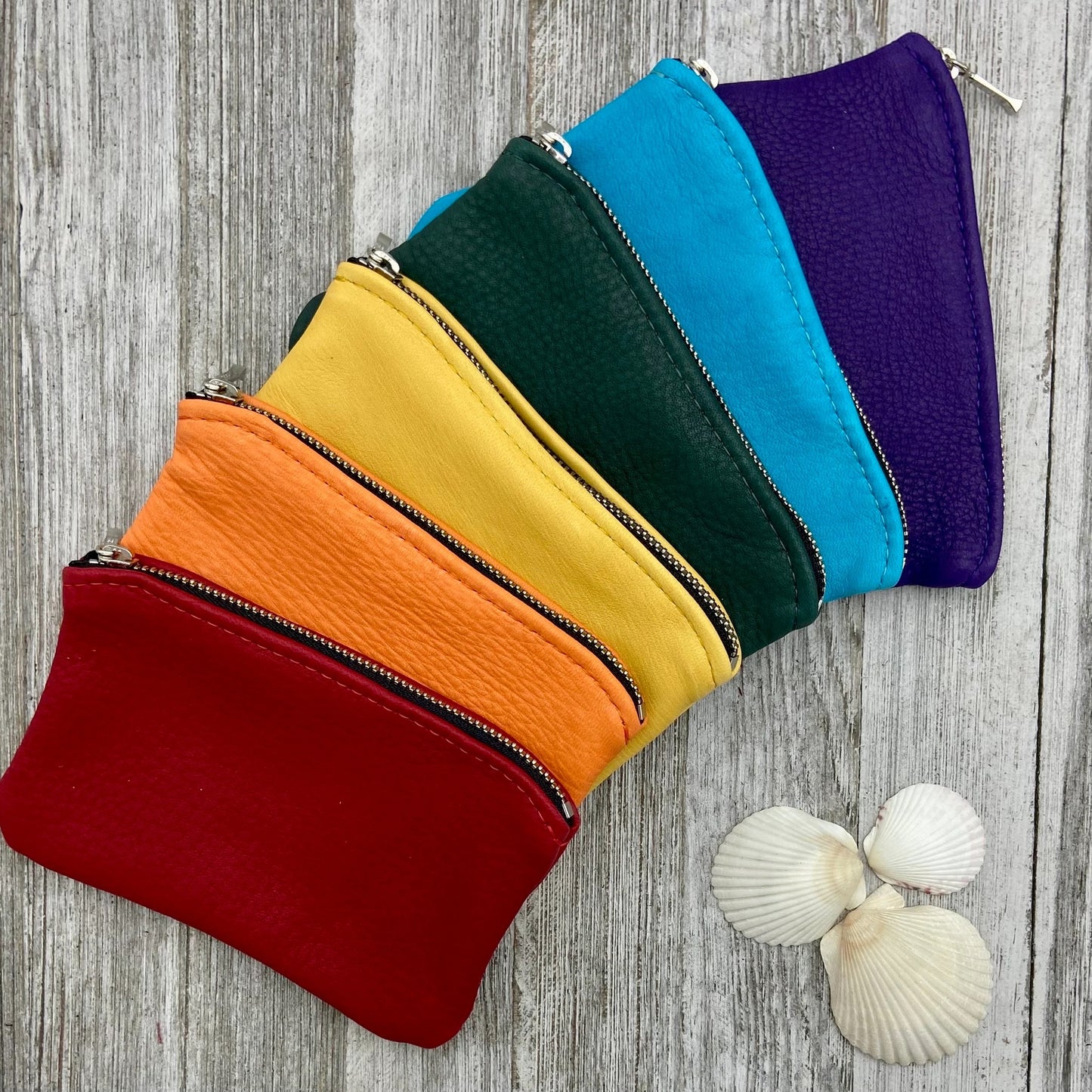 Large Colorful Deerskin Pouch – 6" Zipper