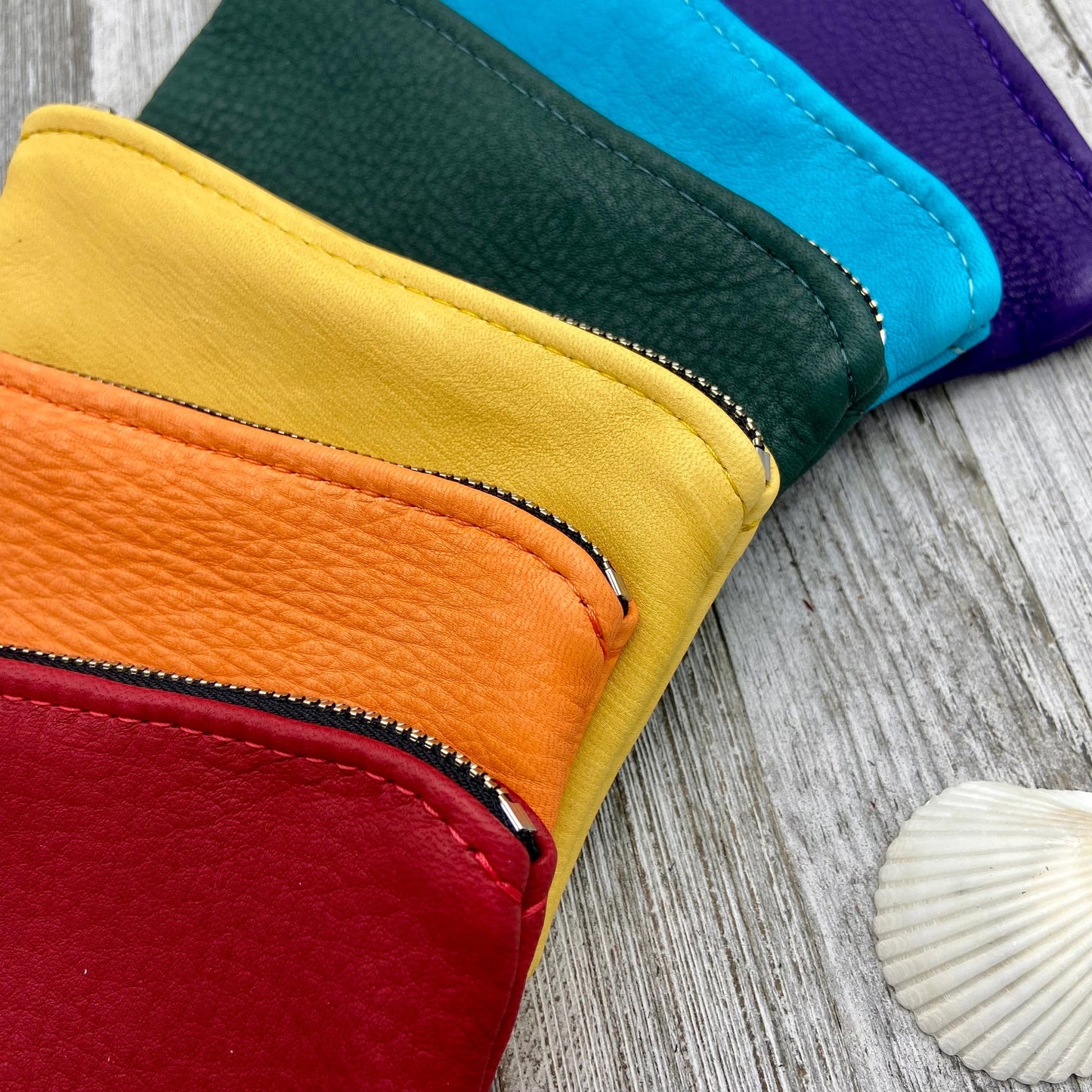 XL Colorful Deerskin Pouch with Wristlet – 8" Zipper