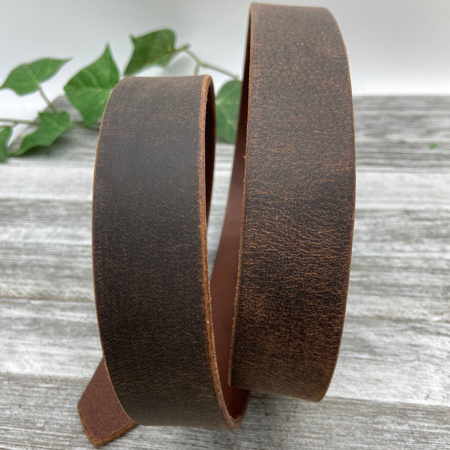 Vintage Distressed Dk.Brown Leather Belt (1 3/4”)