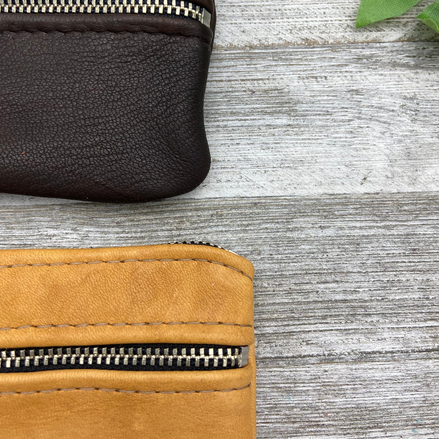 Small Deer Skin Double Zipper Pouch (4.8" zipper)