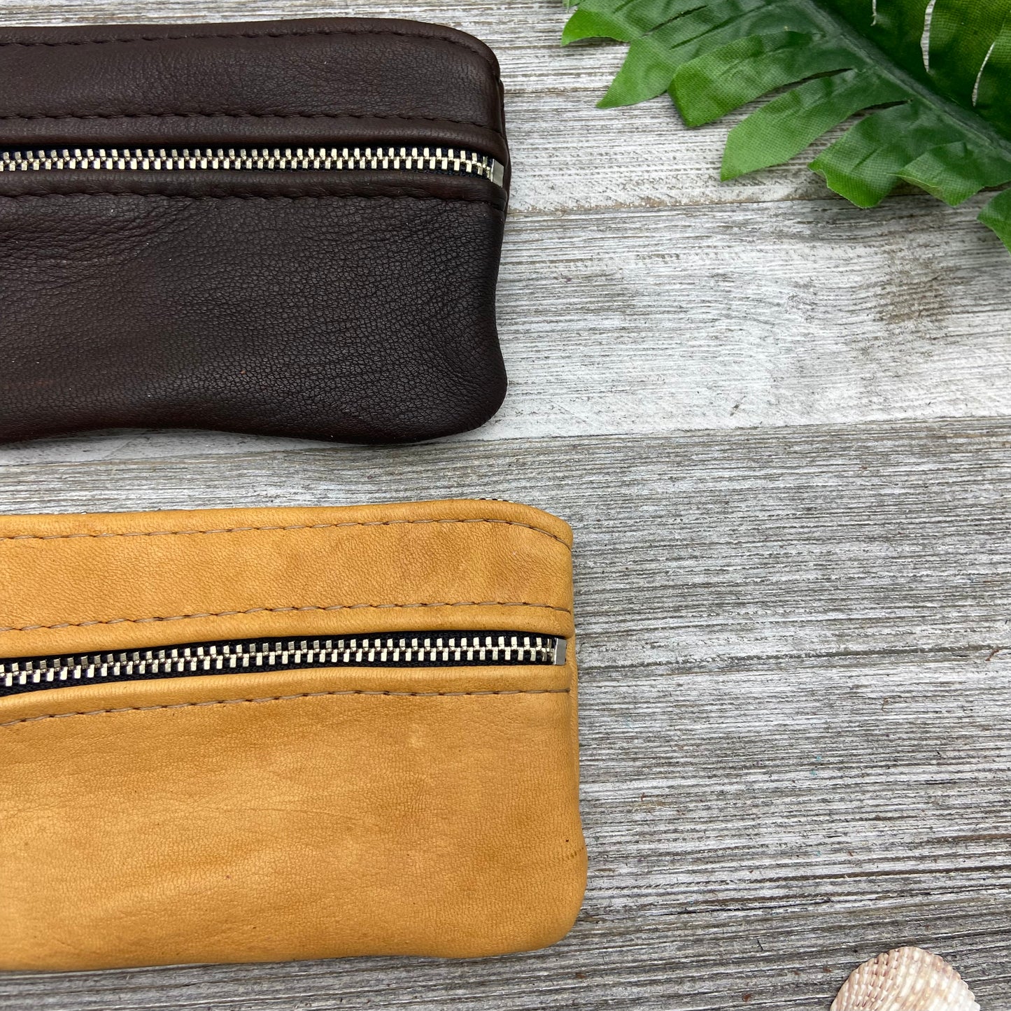 Small Deer Skin Double Zipper Pouch (4.8" zipper)
