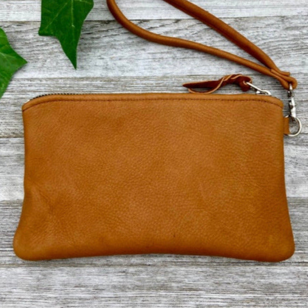 XL Deer Skin Pouch with a Wristlet (8" zipper)