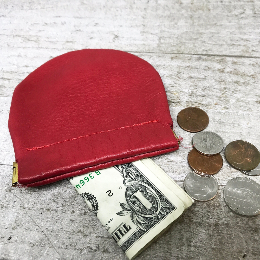 Large Leather Squeeze Coin Case