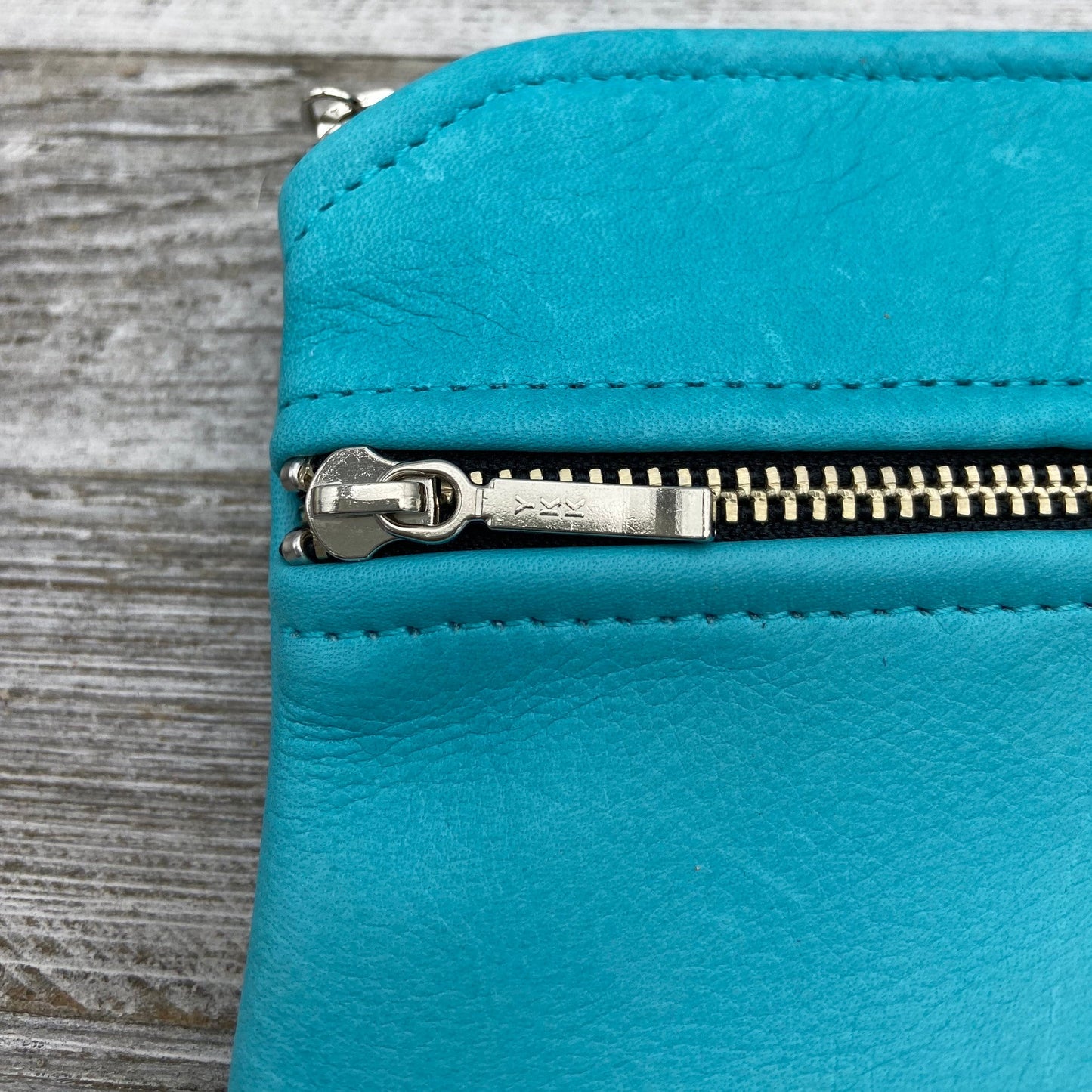 Medium Leather Double Zipper Pouch (7” zipper)