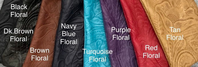 Large Floral Leather Double Zipper Pouch (8” zipper)