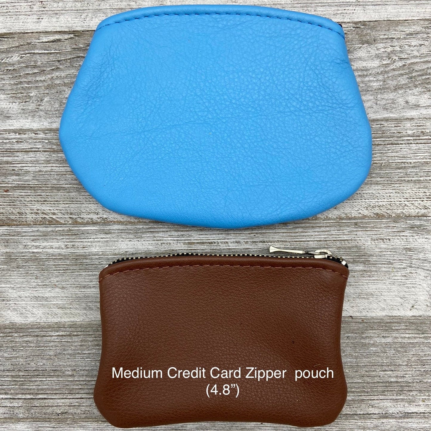 Medium Oval Leather Zipper Pouch (4.8" zipper)