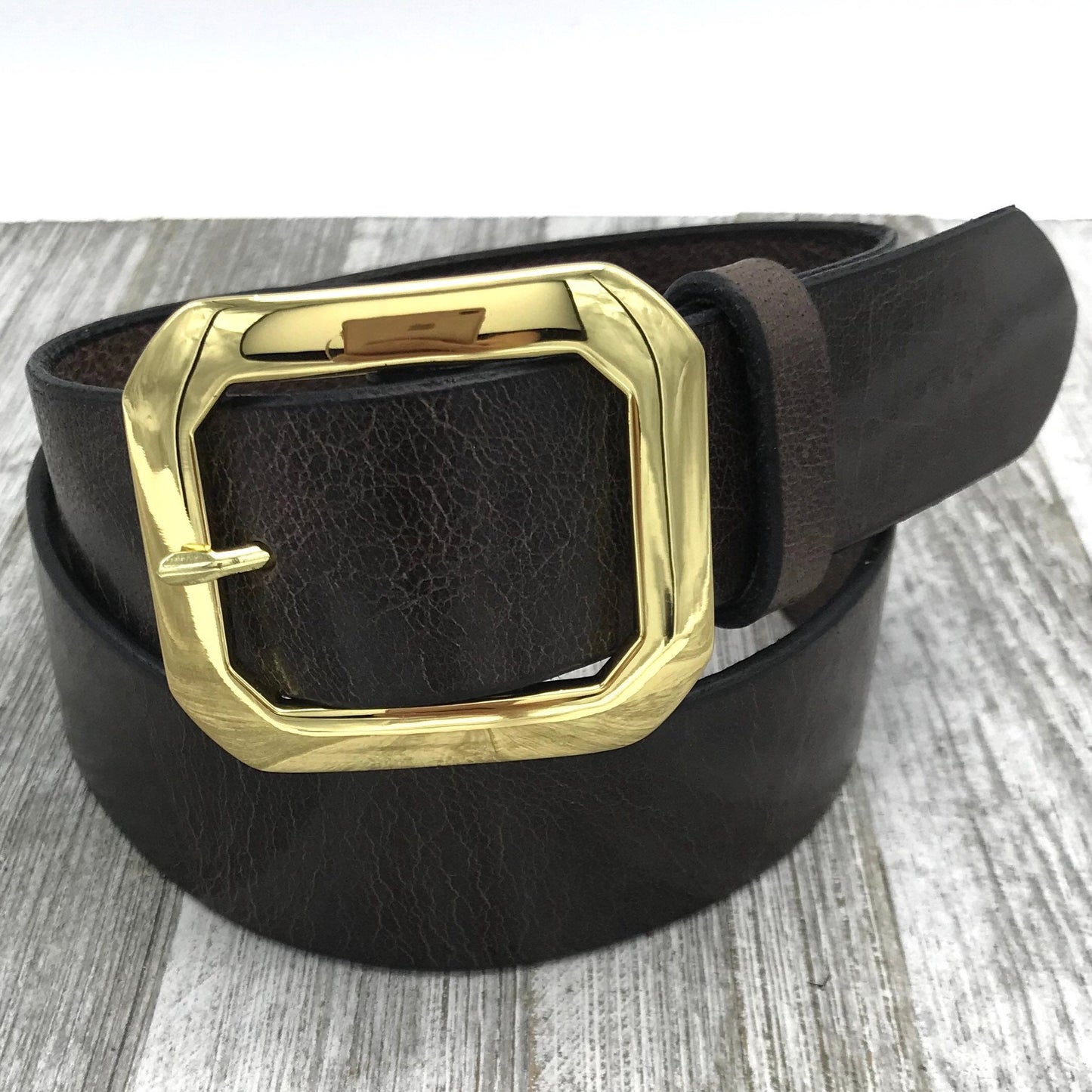 Distressed Glazed Dk. Brown Leather Belt (1 1/2”)