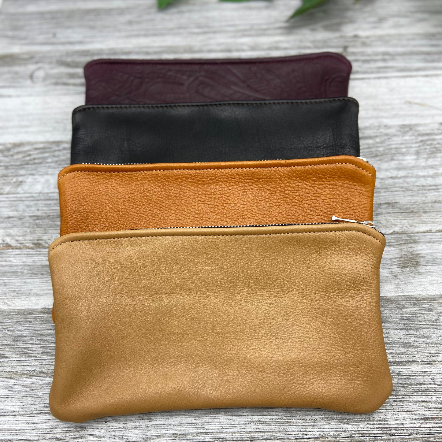 Leather Zipper Pouch (9.5" zipper)
