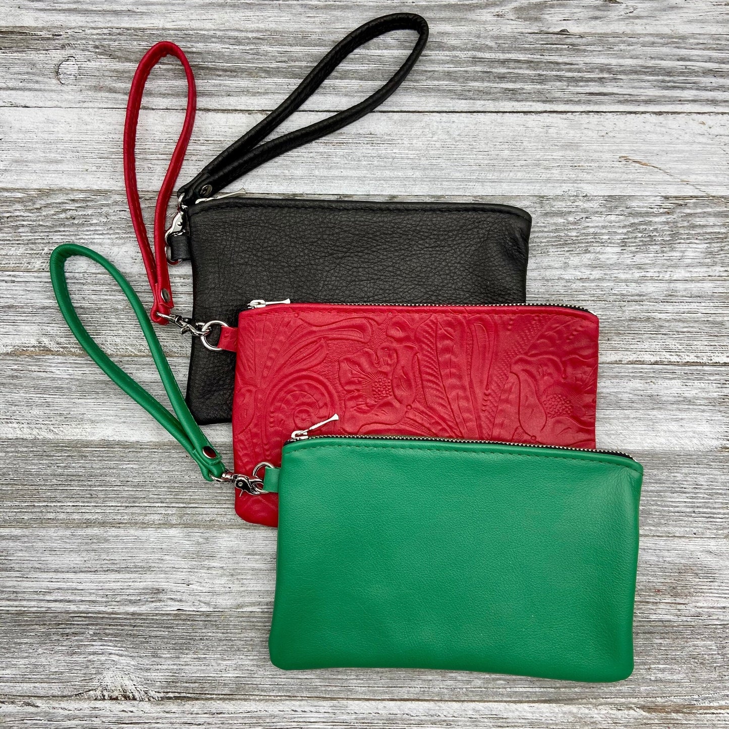 XL Leather Zipper Pouch with a Wristlet (8" zipper)