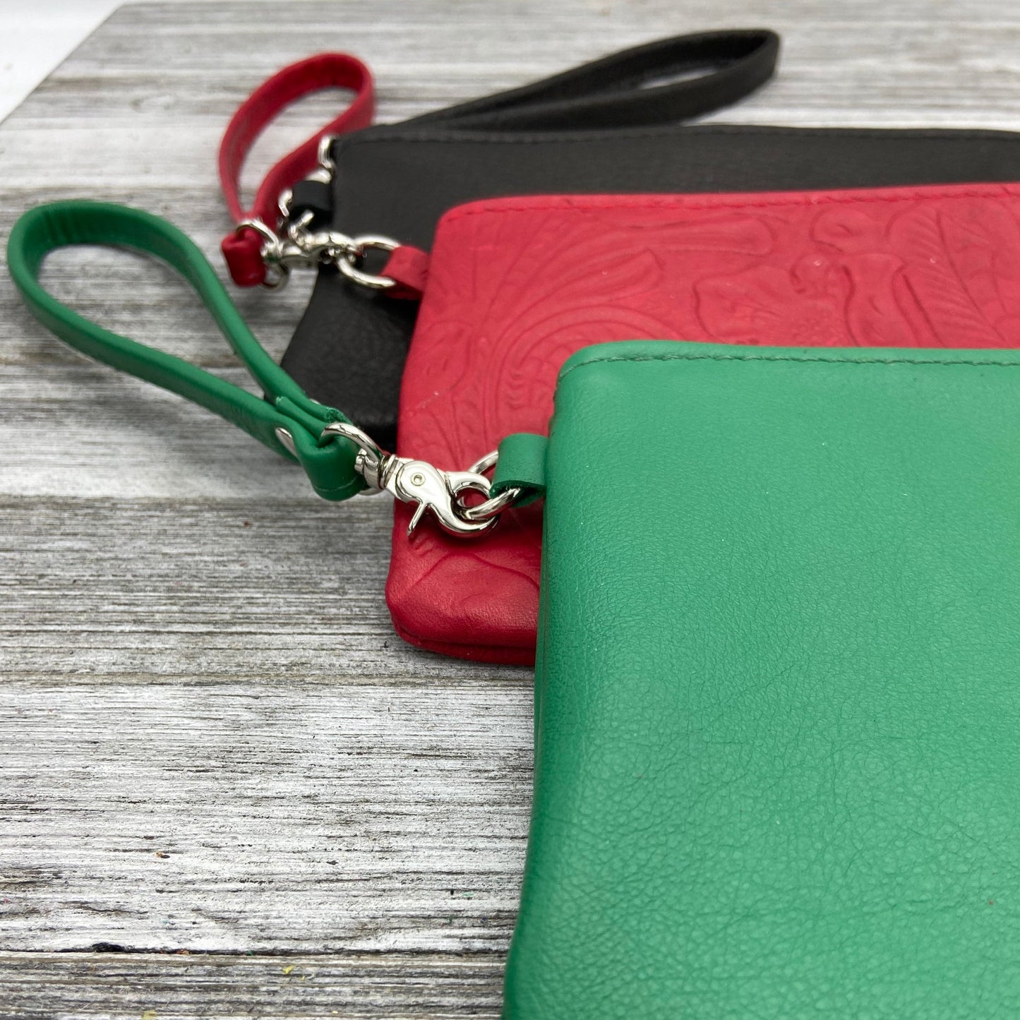 XL Leather Zipper Pouch with a Wristlet (8" zipper)