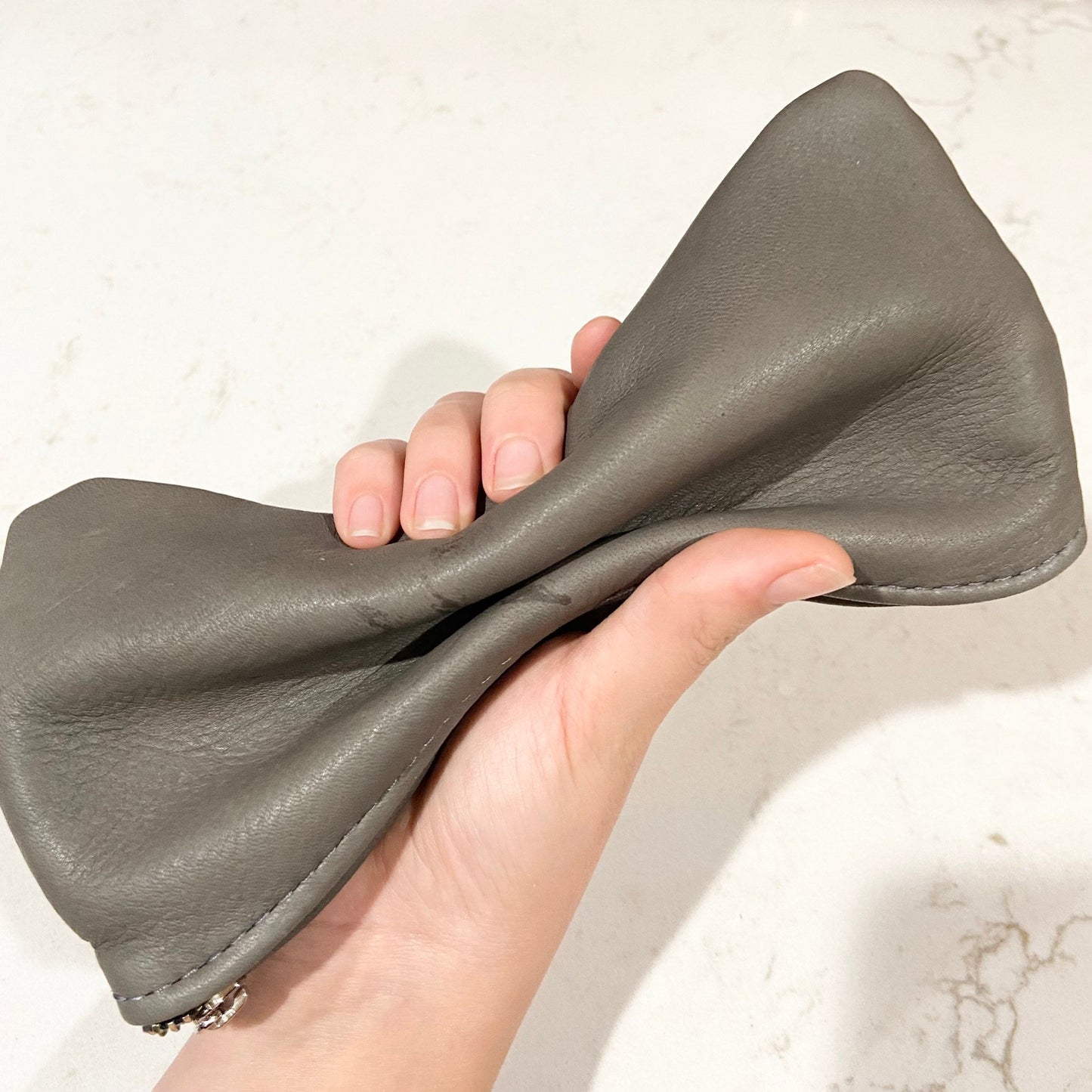 Large Deer Skin Double Zipper Pouch (8" inch)