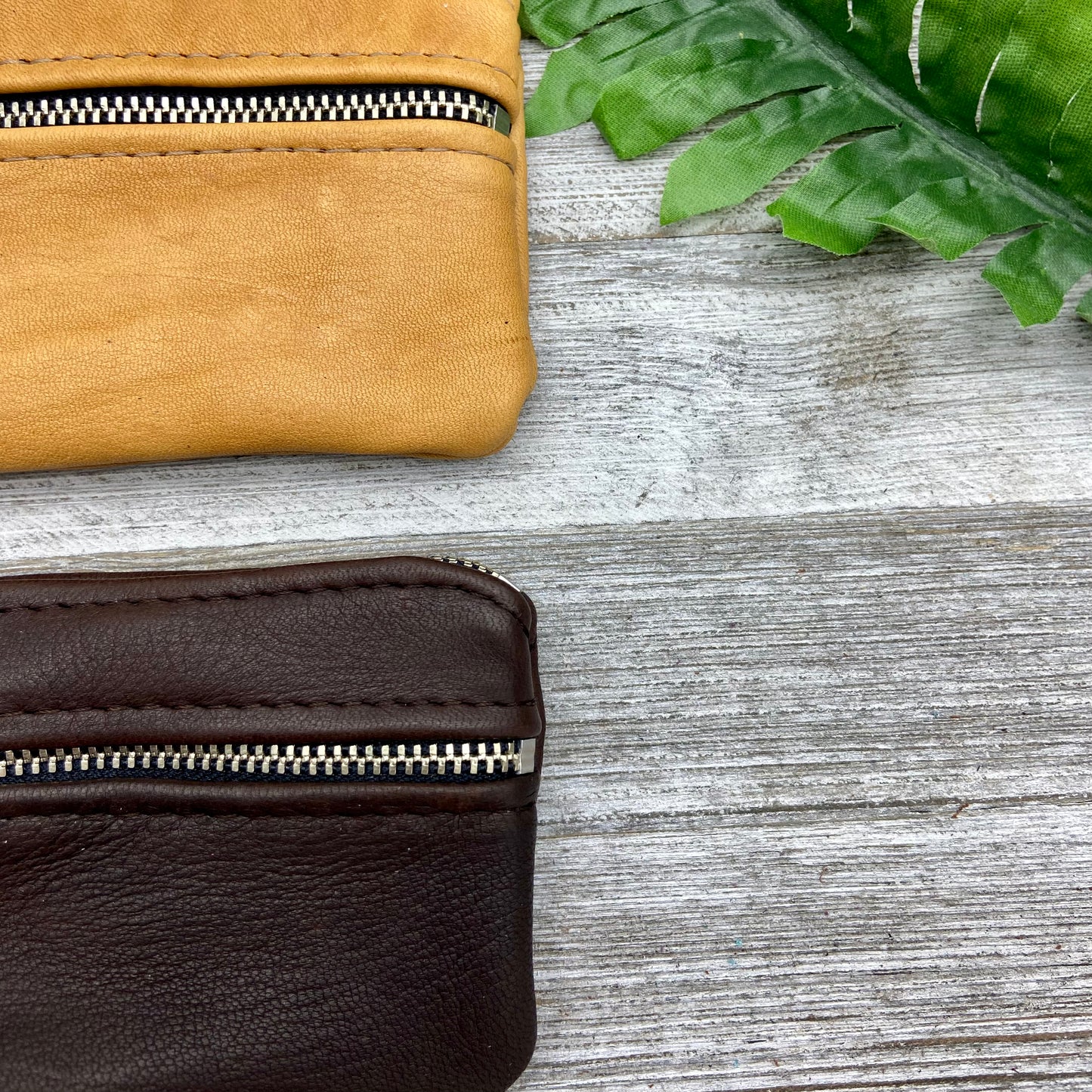 Small Deer Skin Double Zipper Pouch (4.8" zipper)