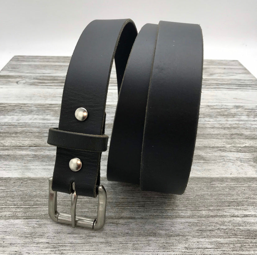 1 3/8” Black Leather Belt – Handmade in USA, Durable & Solid