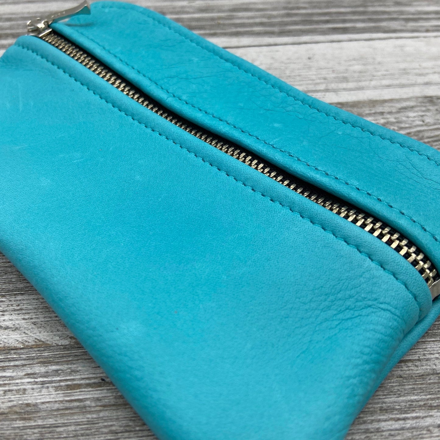 Medium Leather Double Zipper Pouch (7” zipper)