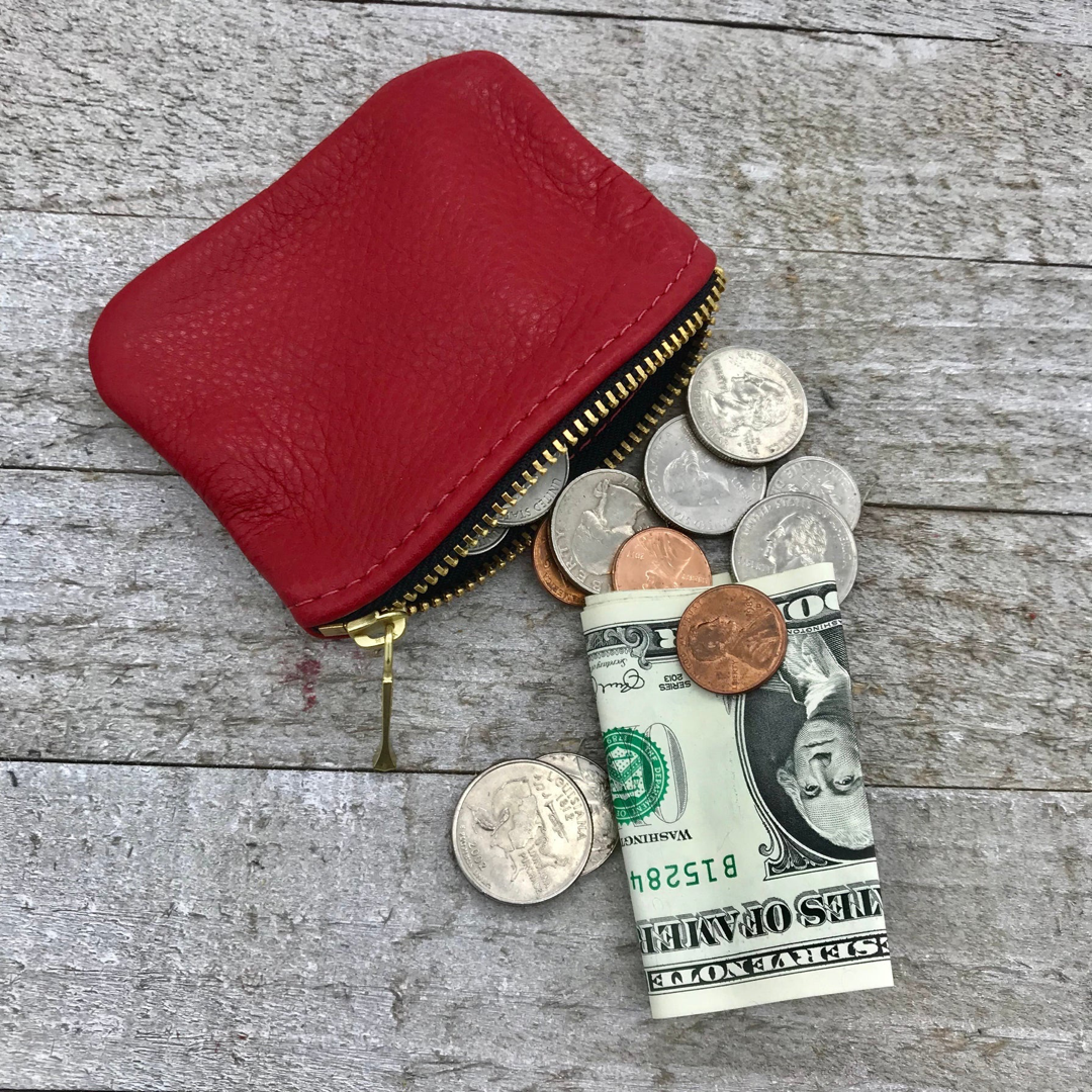 Small Leather Zipper Pouch (4"zipper)