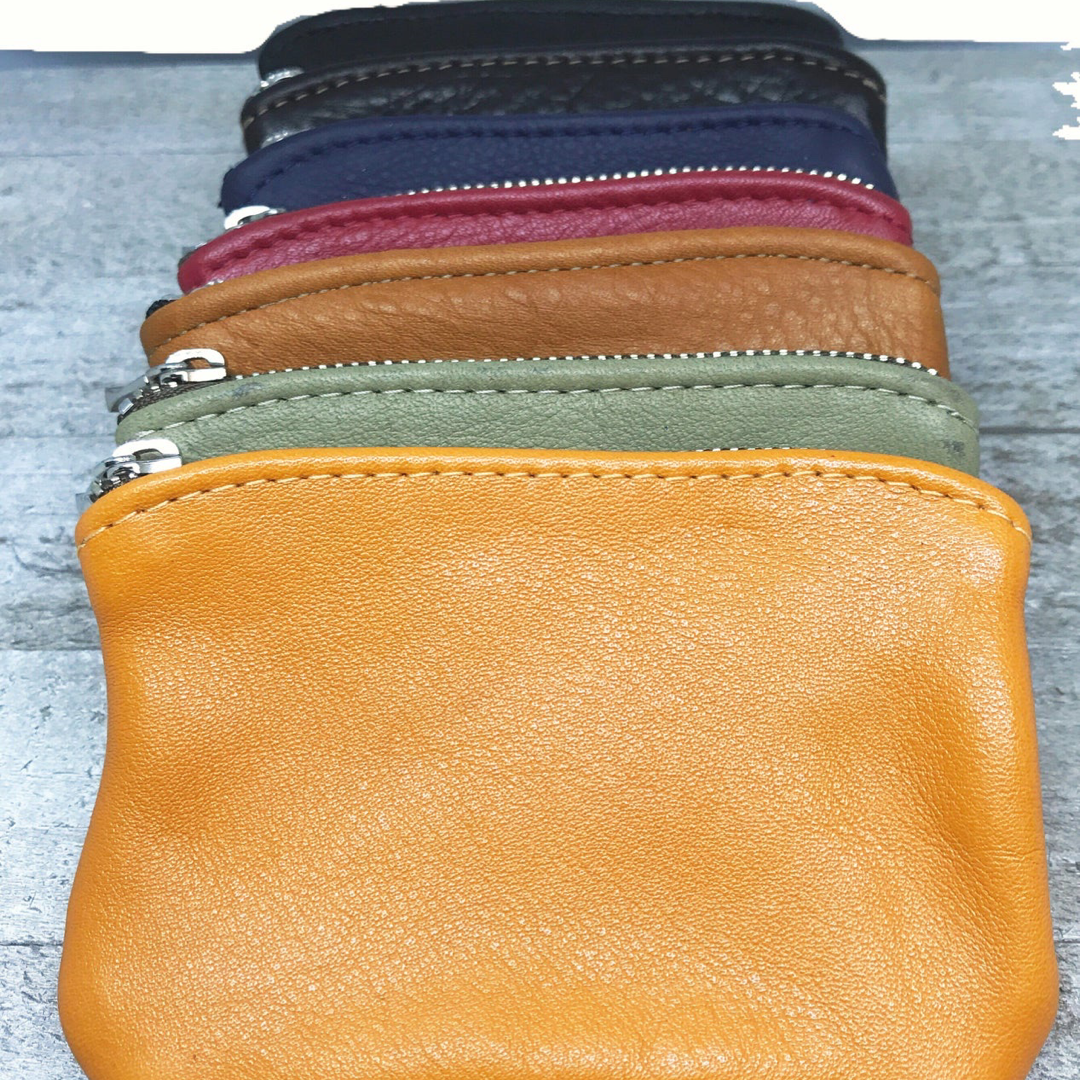 Large Leather Zipper Pouch (6" zipper)