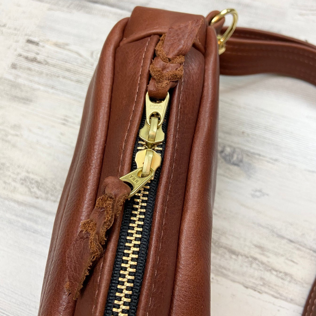 Iris ~ Leather Crossbody Bag w/ Zipper Pocket