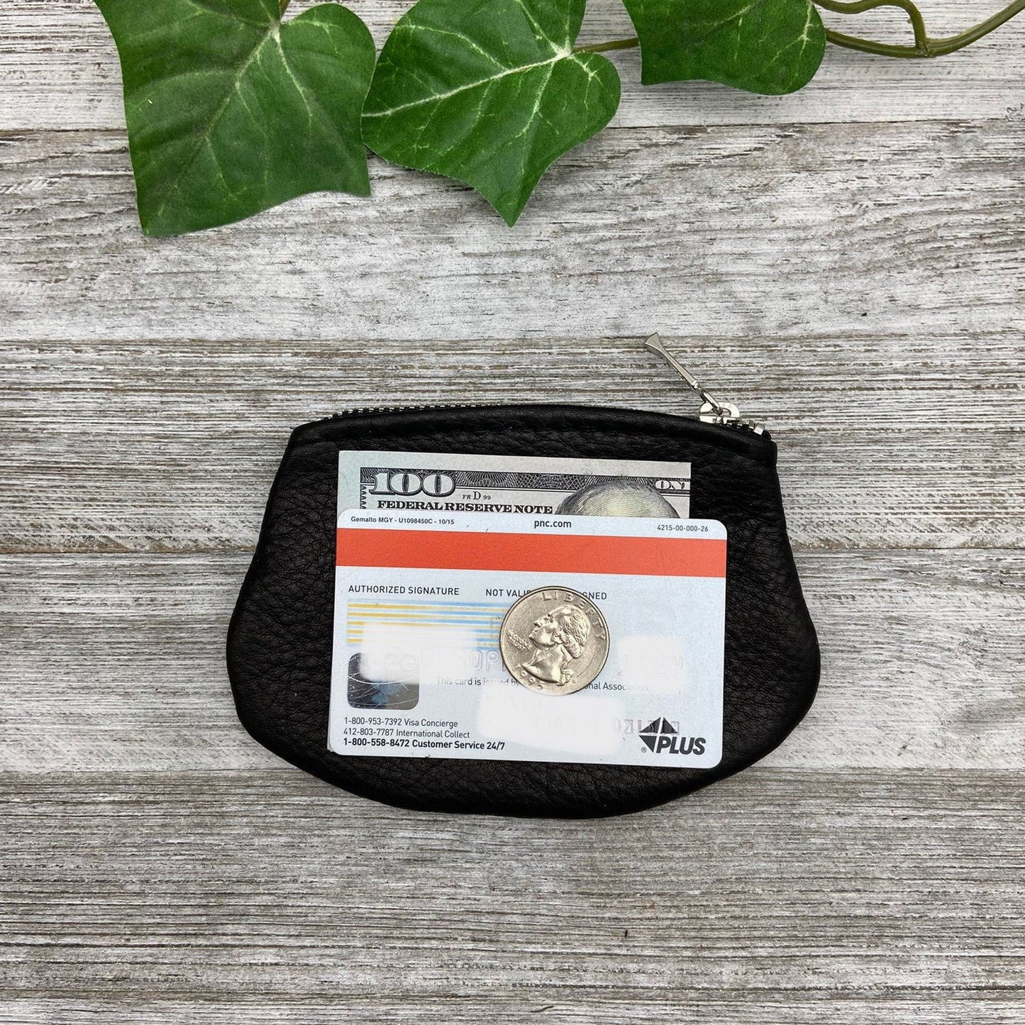 Small Oval Leather Zipper Pouch (4" zipper)
