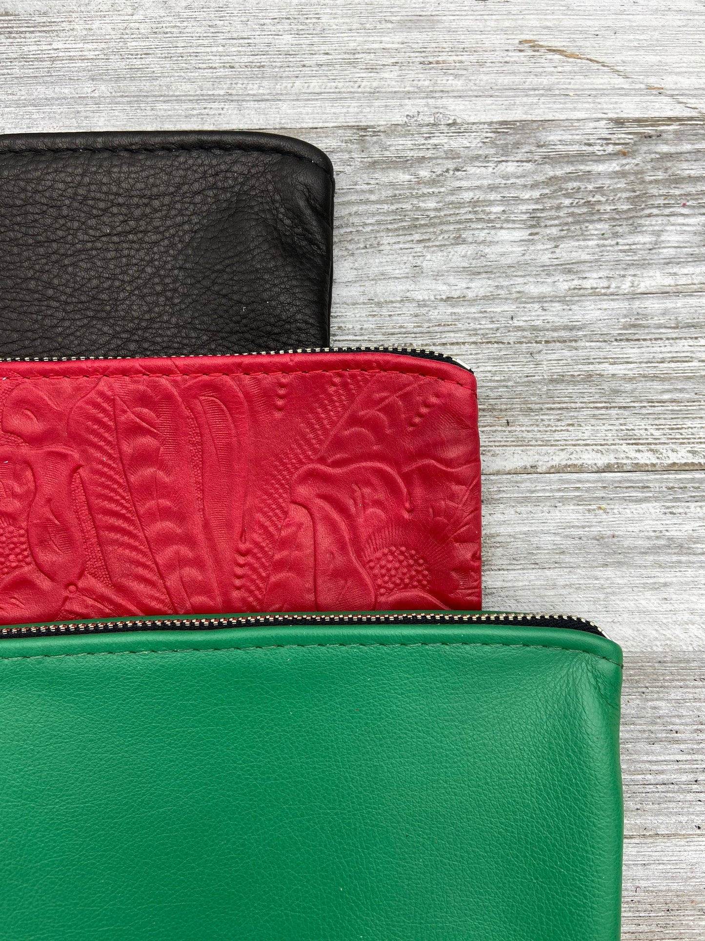 XL Leather Zipper Pouch with a Wristlet (8" zipper)