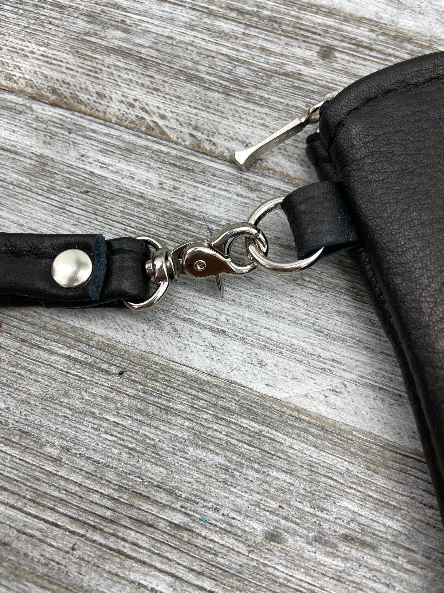 XL Leather Zipper Pouch with a Wristlet (8" zipper)