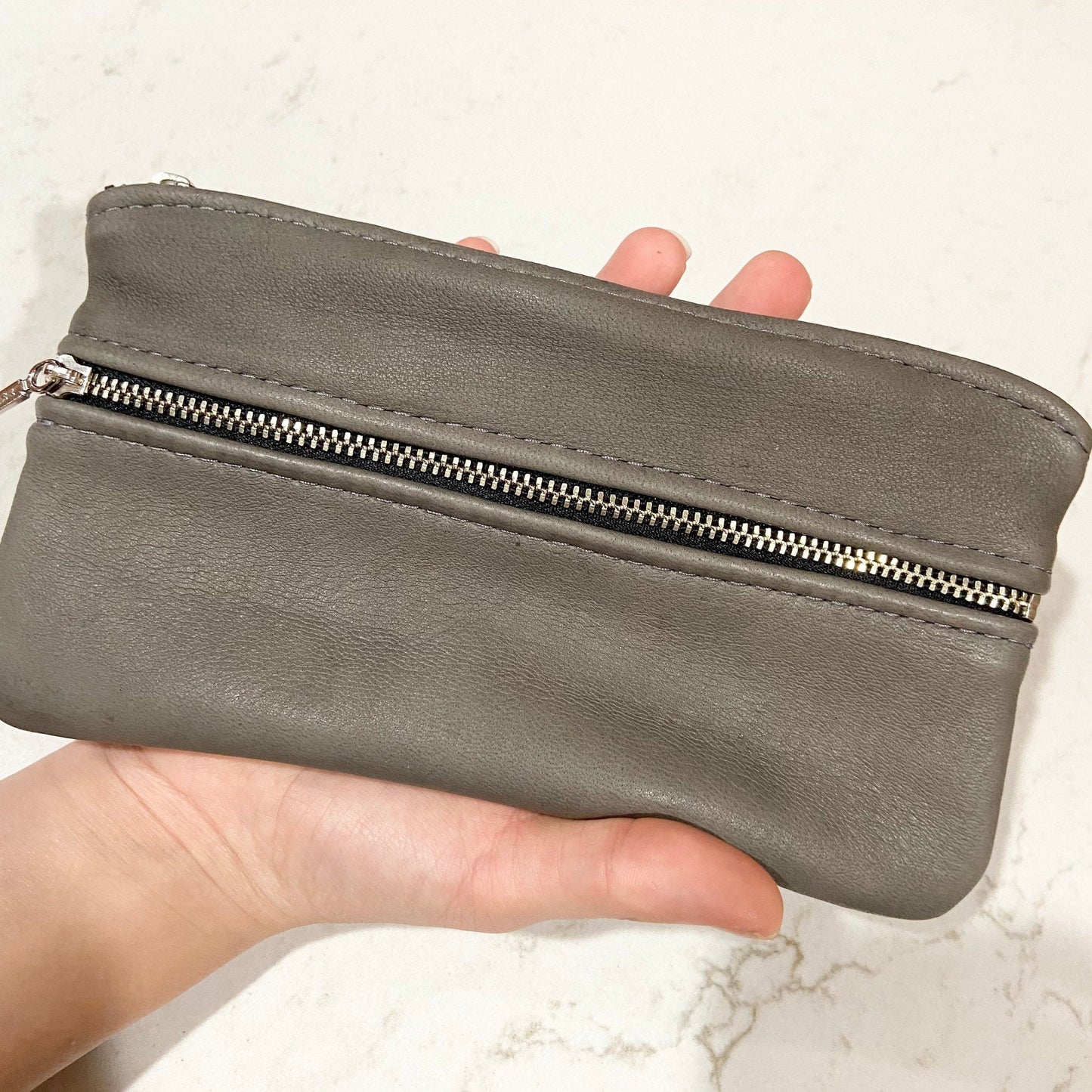 Large Deer Skin Double Zipper Pouch (8" inch)