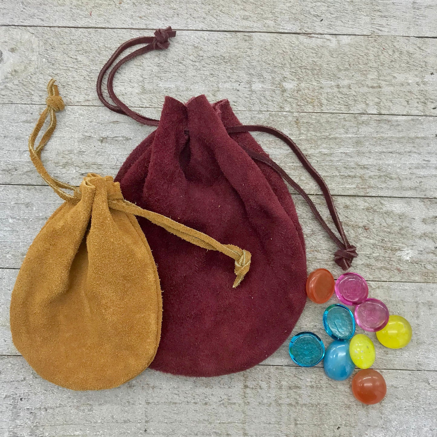 Medium Leather Drawstring Pouch (6.5" x 5")