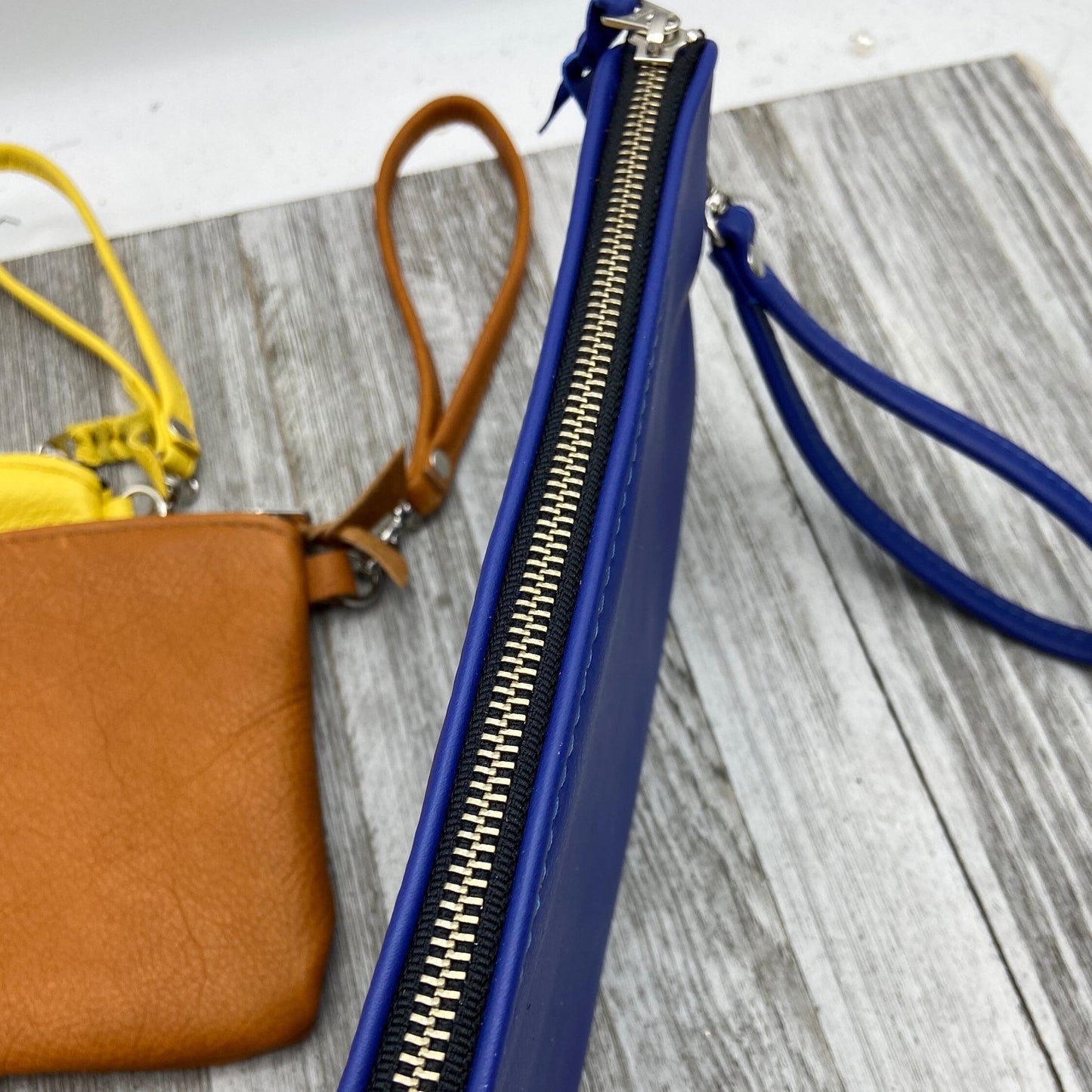 XXL Leather Zipper Pouch with a Wristlet (10" zipper)