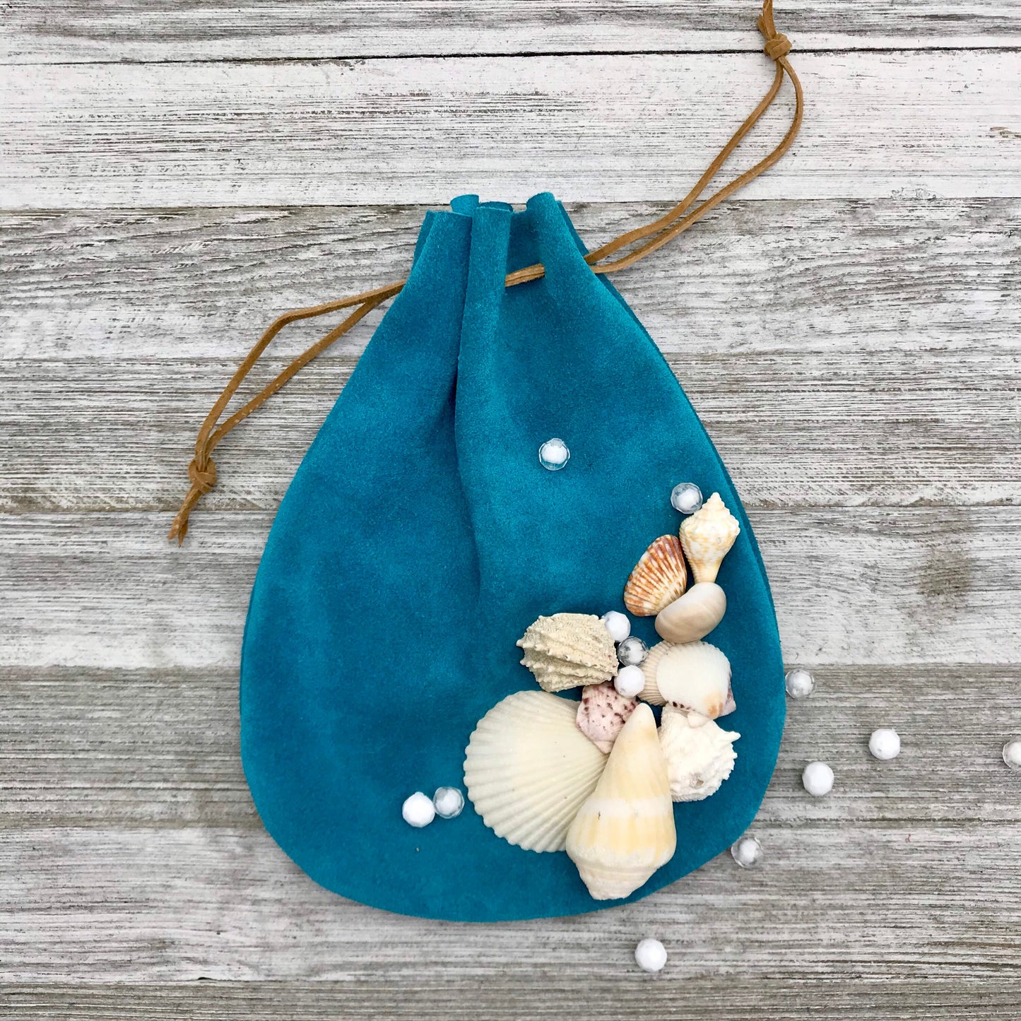 Large Leather Drawstring Pouch (9" x 7.25")