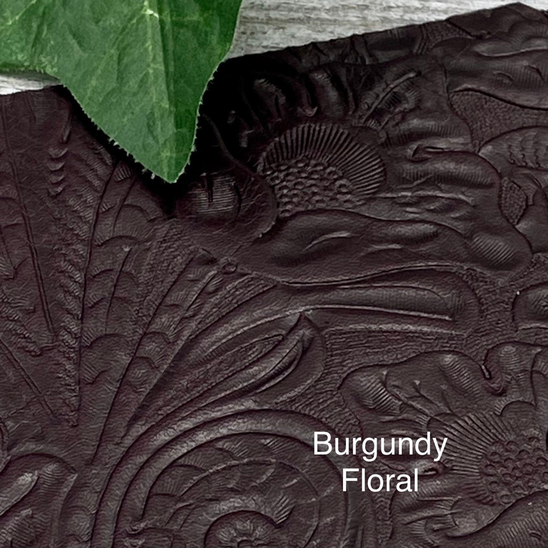 Large Floral Leather Zipper Pouch (6" zipper)