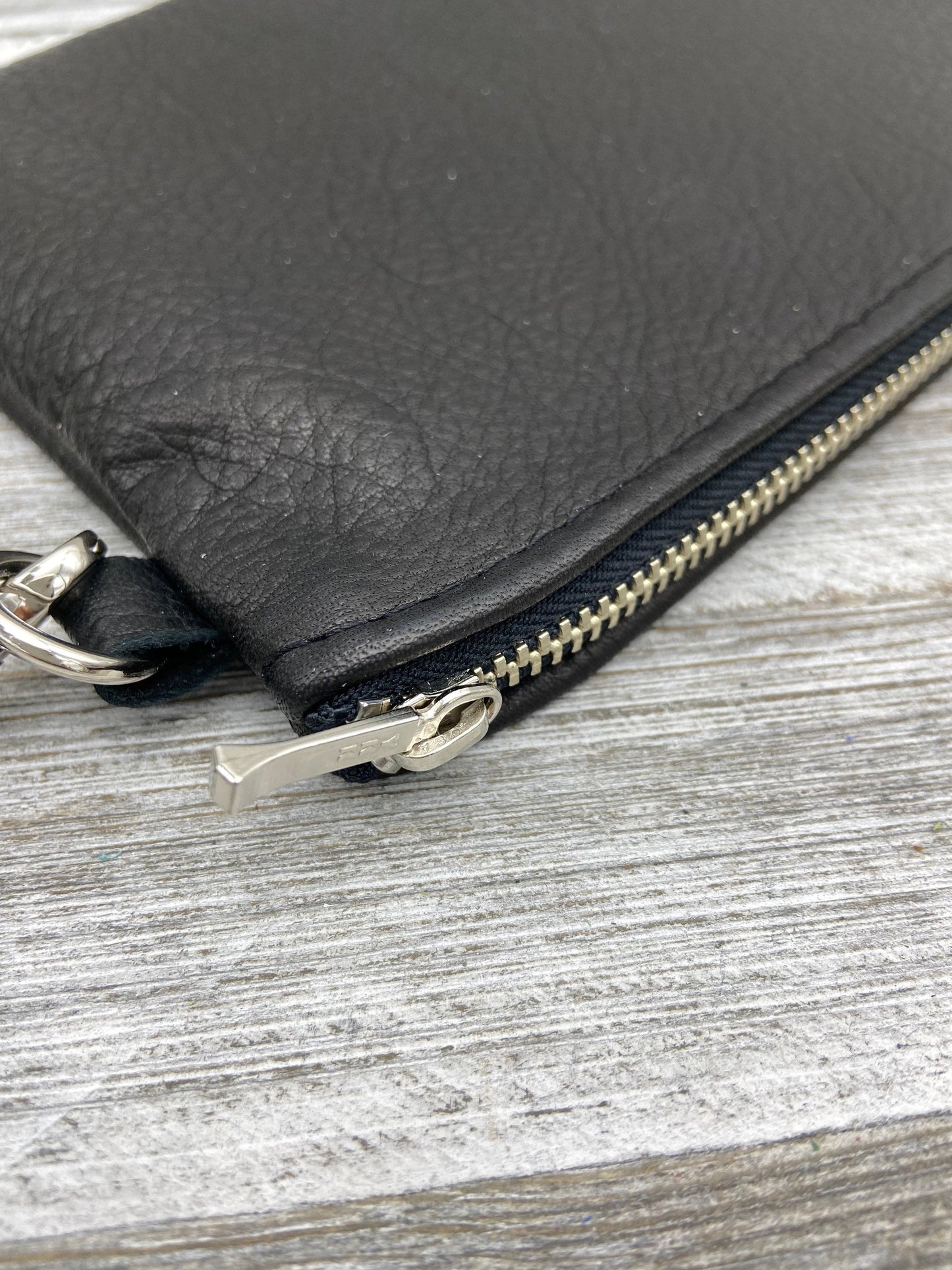 XL Leather Zipper Pouch with a Wristlet (8" zipper)