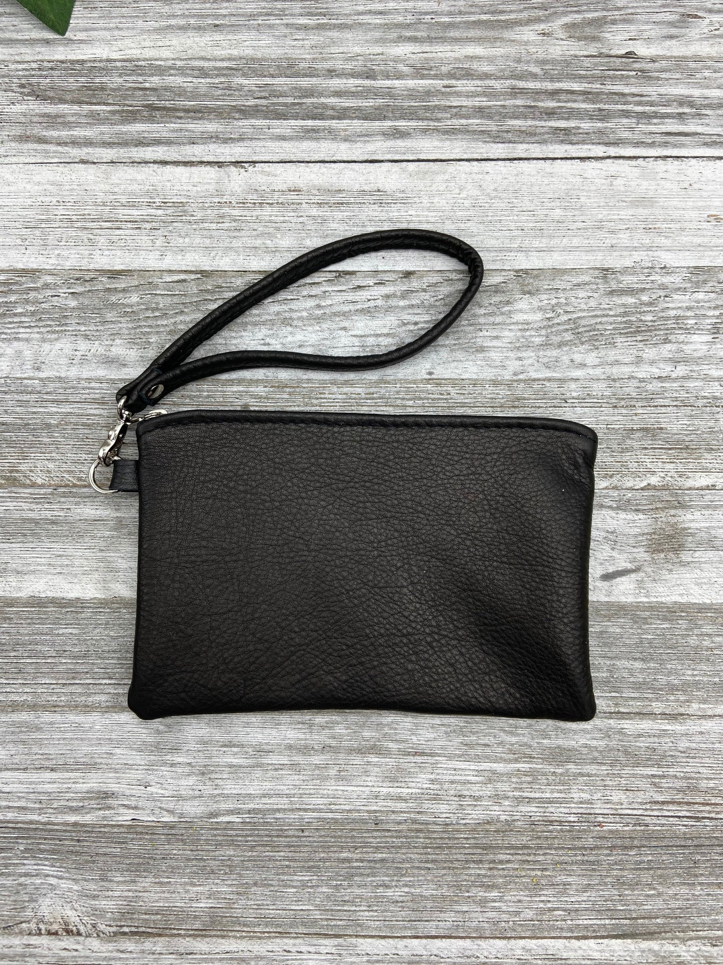 XL Leather Zipper Pouch with a Wristlet (8" zipper)