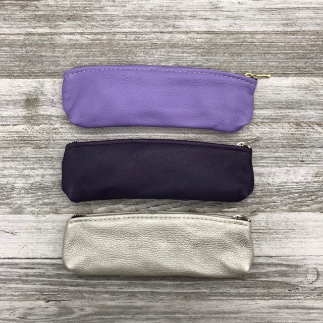Leather Pen/Pencil Case Top Zipper (Solid & Floral)