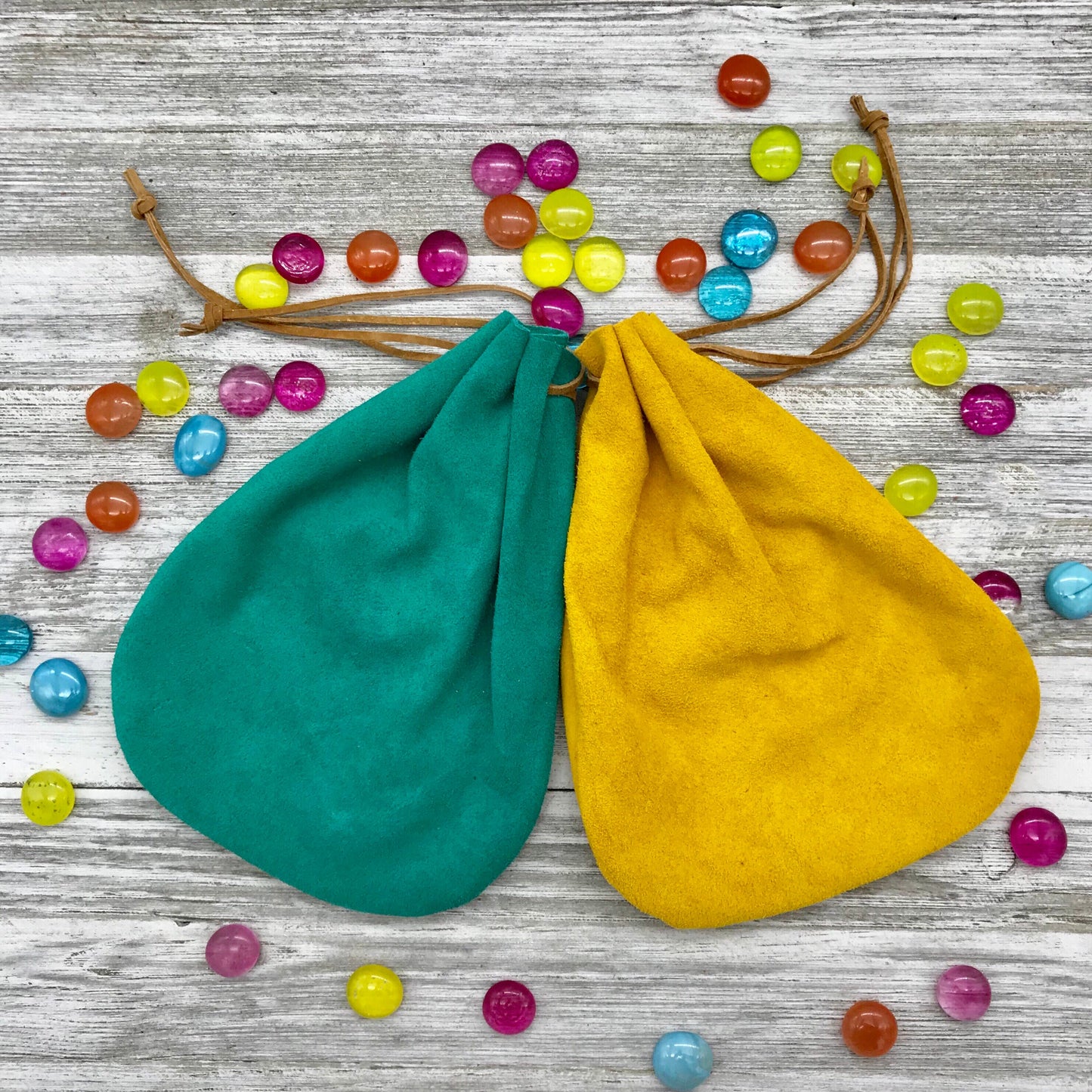 Large Leather Drawstring Pouch (9" x 7.25")