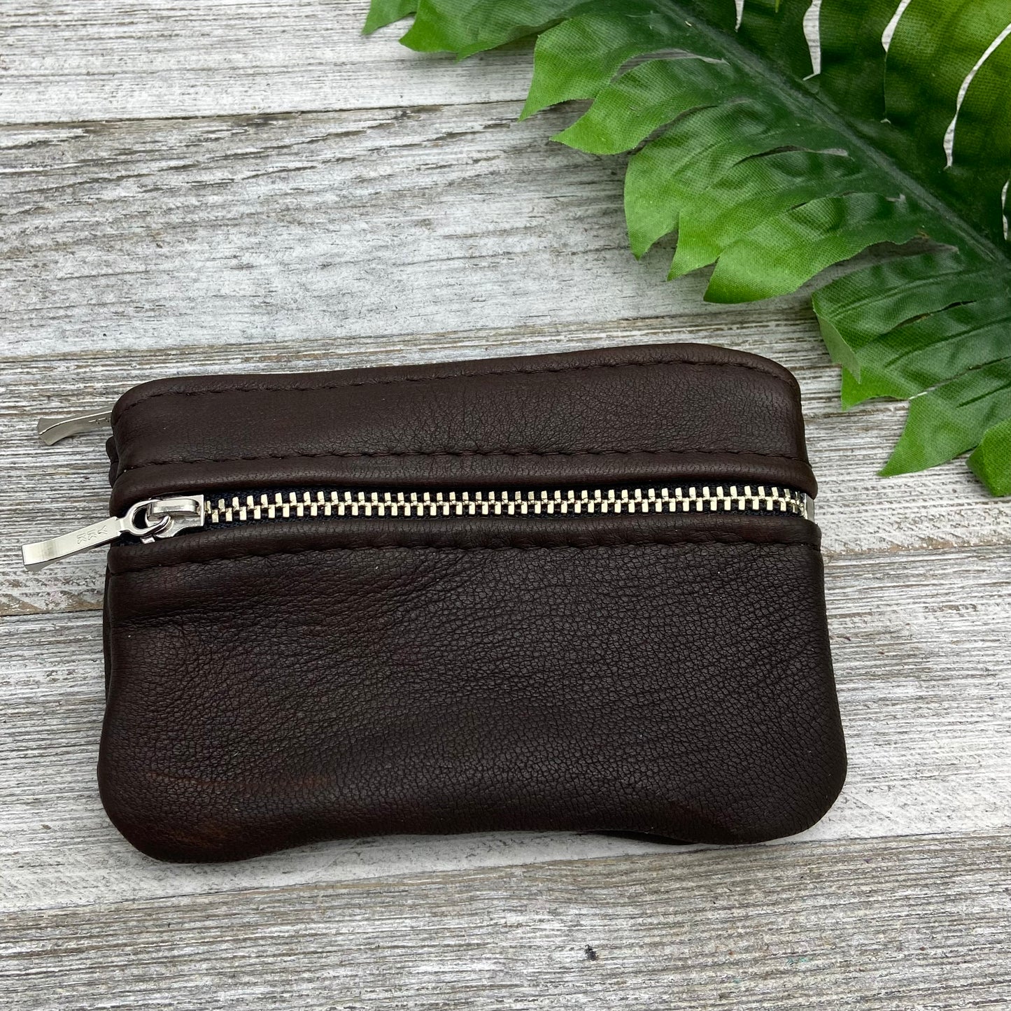 Small Deer Skin Double Zipper Pouch (4.8" zipper)