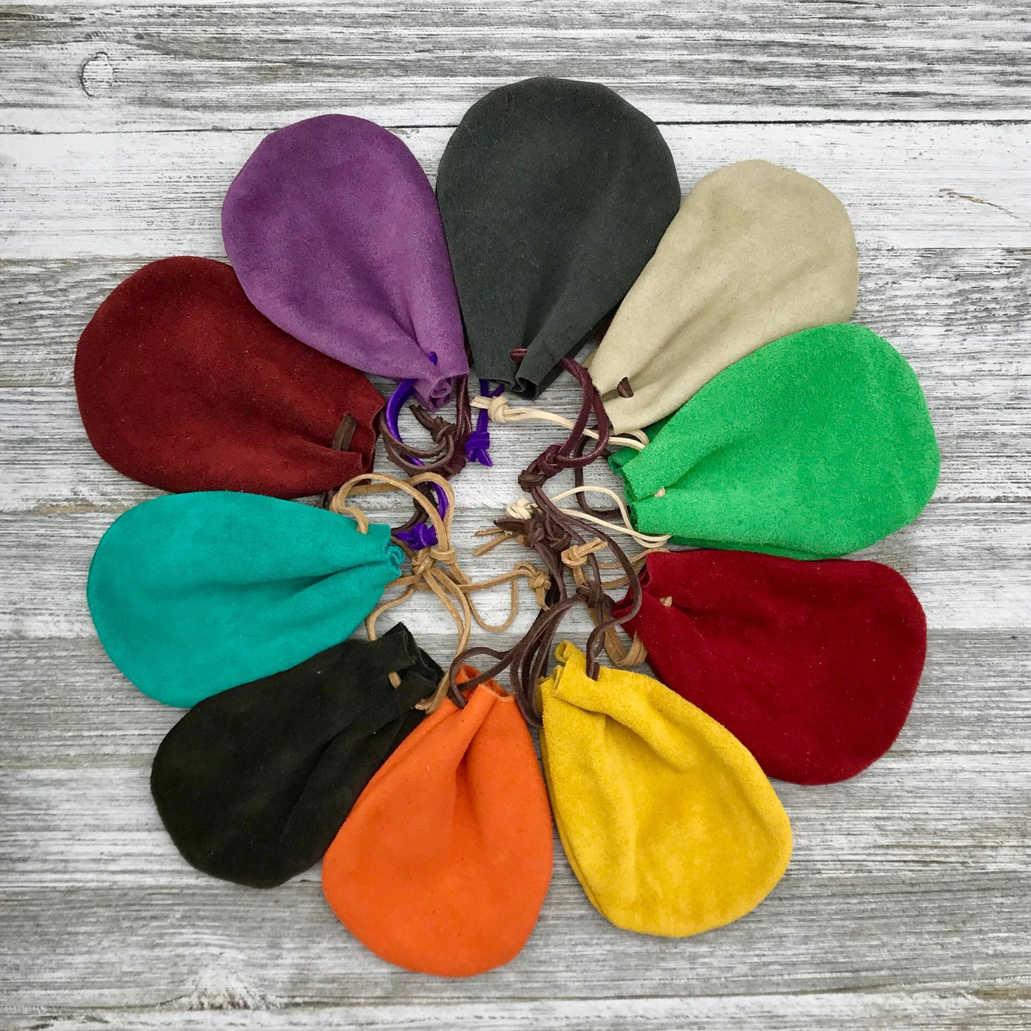 Small Leather Drawstring Pouch (4.5" x 3.5")