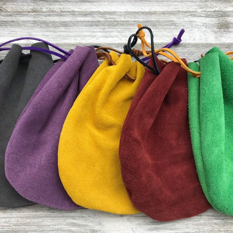 Medium Leather Drawstring Pouch (6.5" x 5")