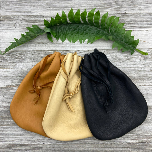 Large Deer Skin Drawstring Pouch (9" x 7.25")