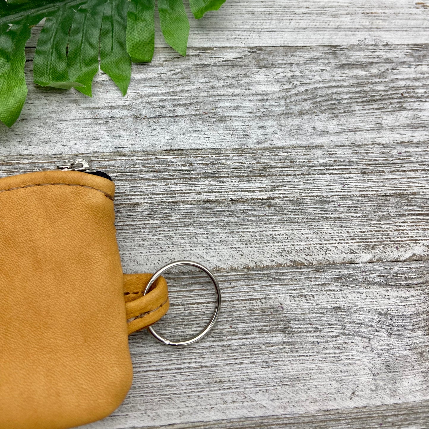 Small Deer Skin Double Zipper Pouch w/ Key Ring (4.8" zipper)